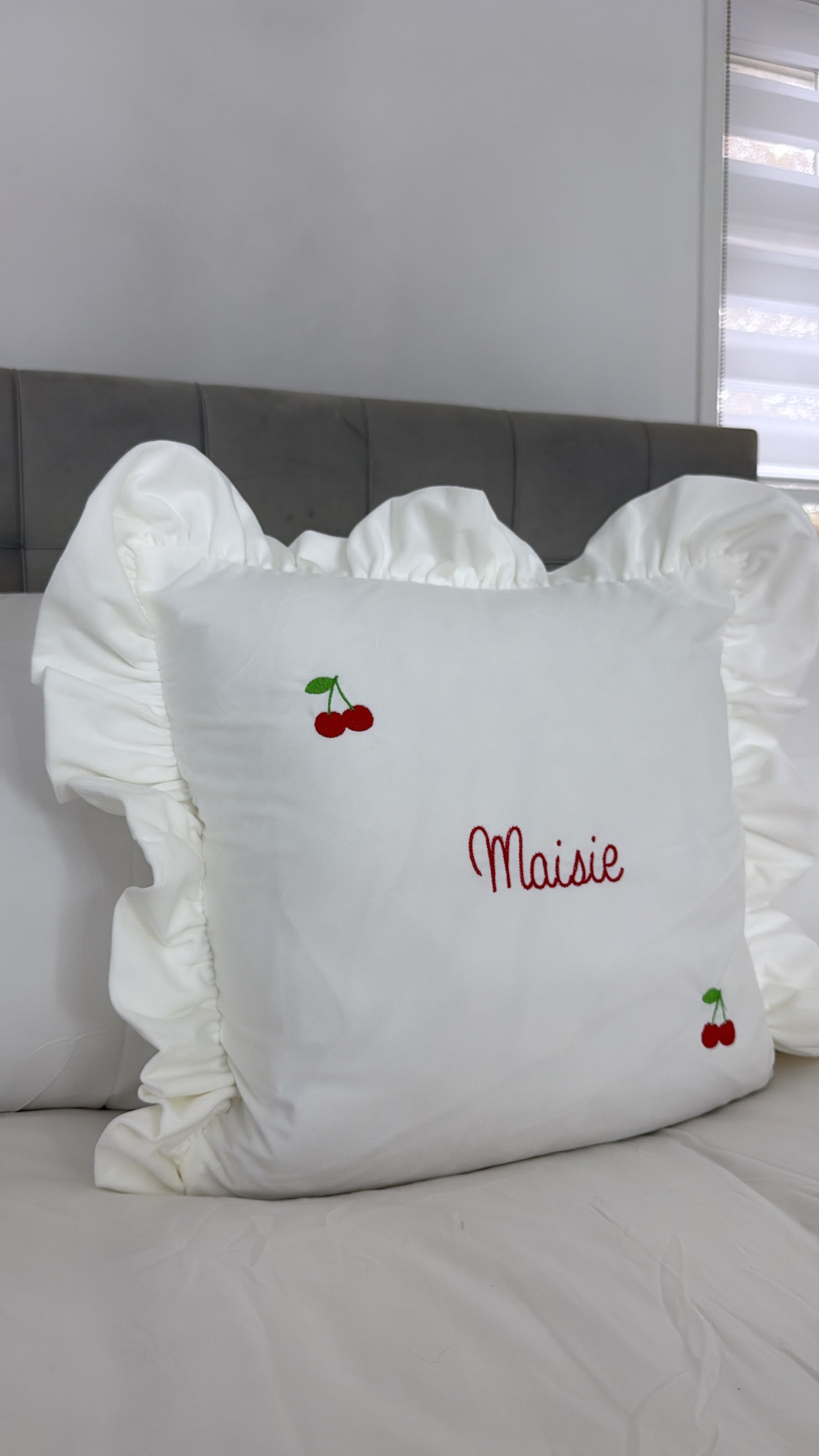 Cherry embroidered pillow case❣️