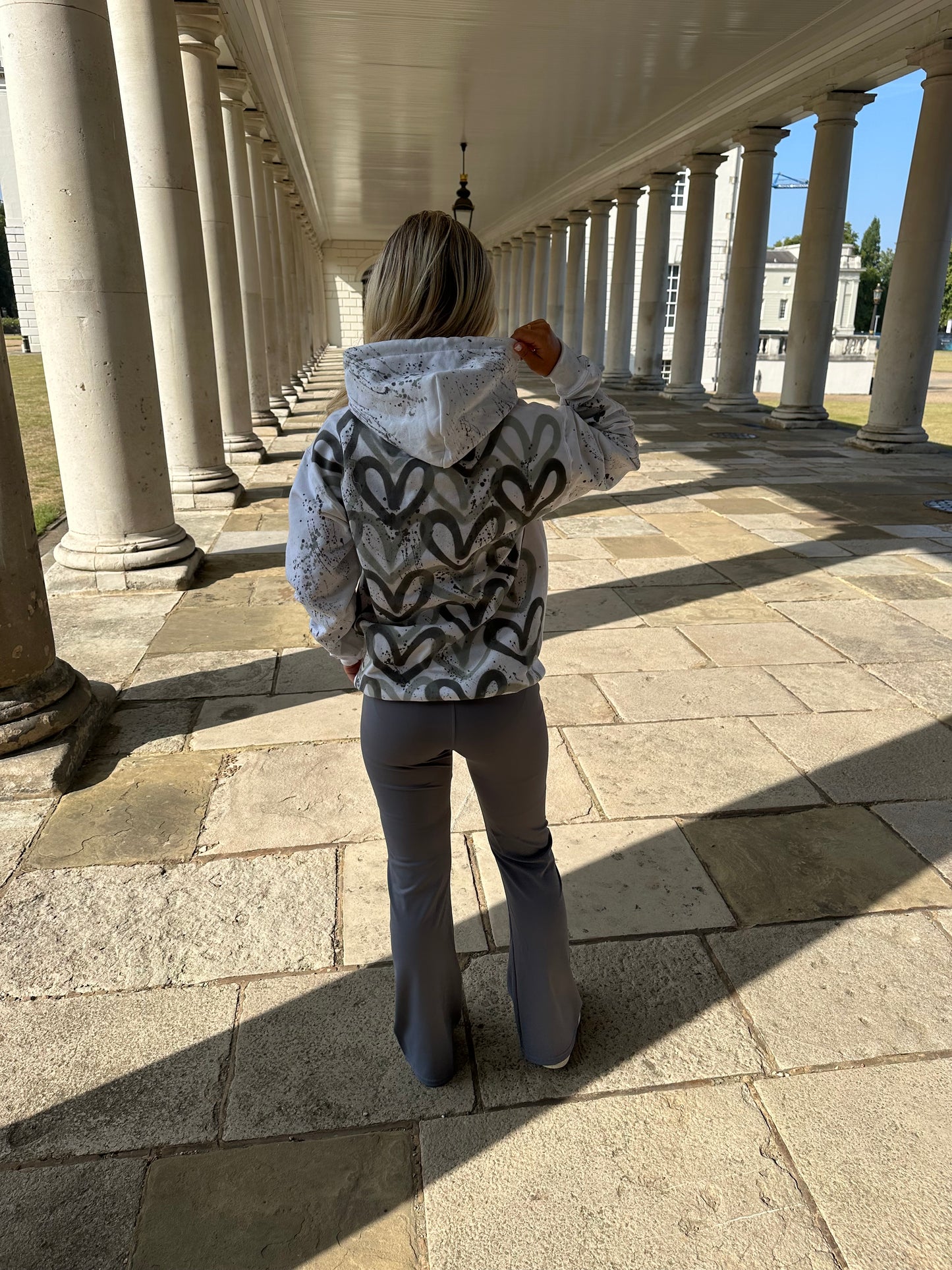 Grey heart flare legging set🪩🩶🤍