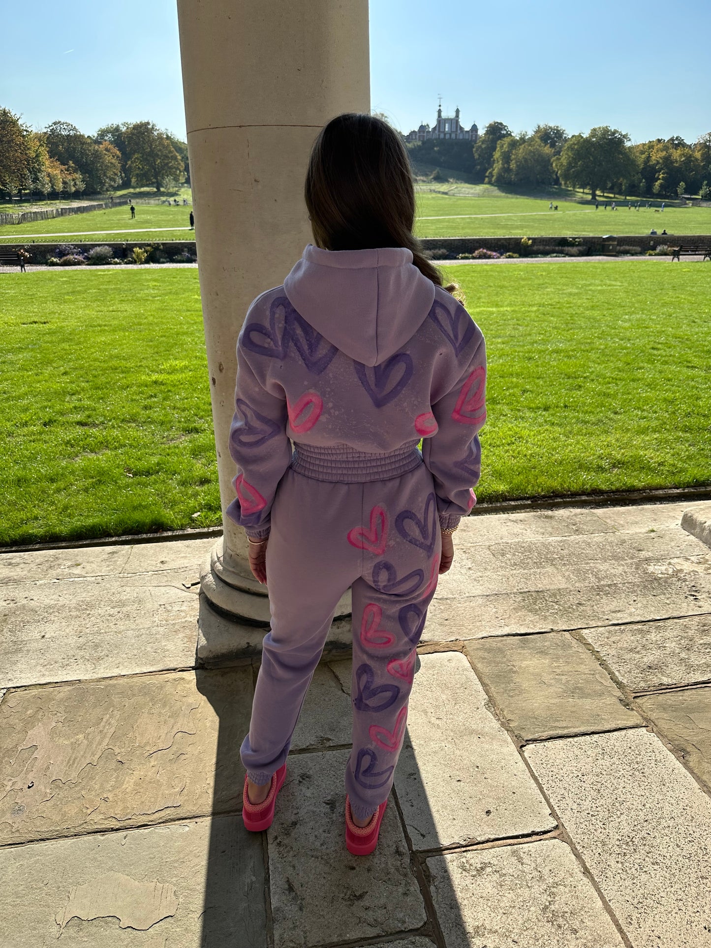 Purple&pink heart cropped tracksuit💜🩷