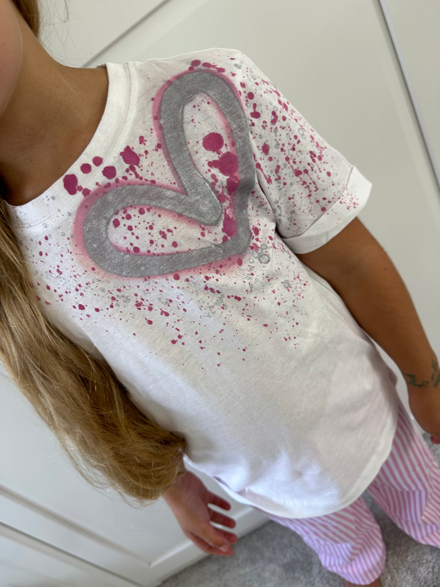 Pink silver heart kids pyjamasđź©·