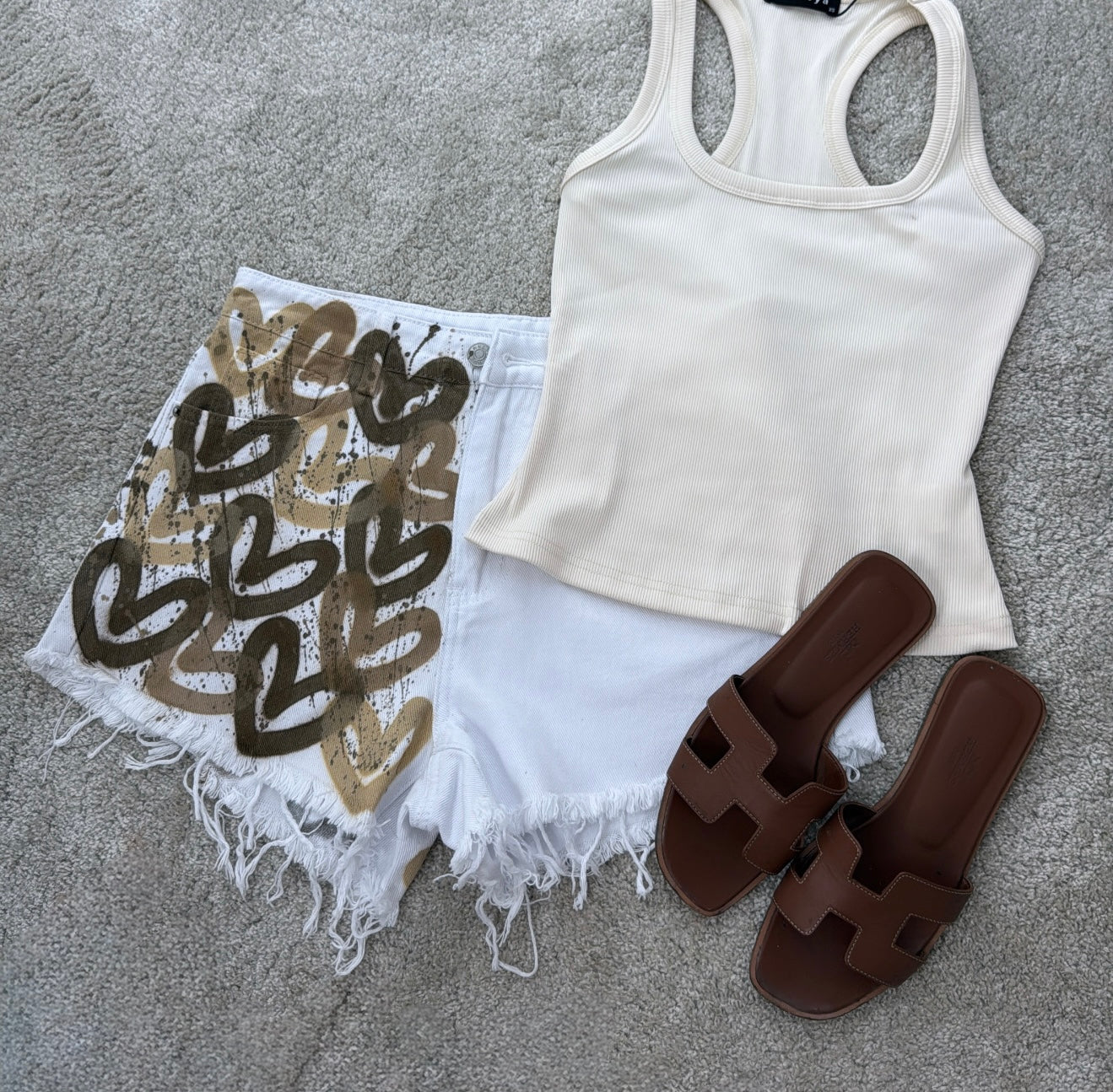 Beige vest&short set🪐🤎
