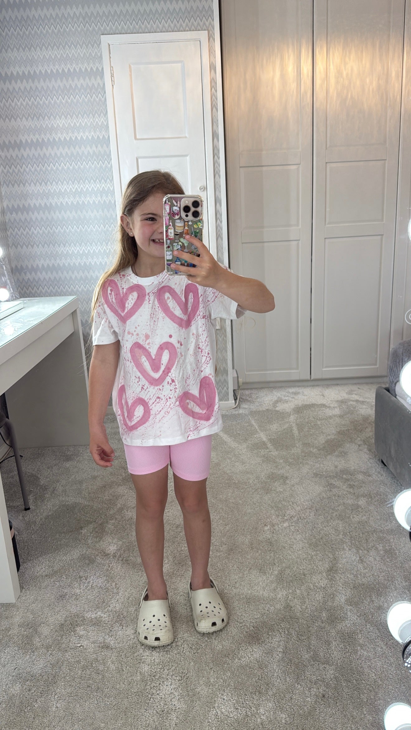 Kids pink heart cycling set🩷🪩