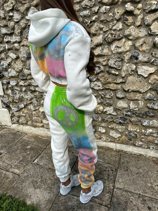 Rainbow peace cropped tracksuit🌈