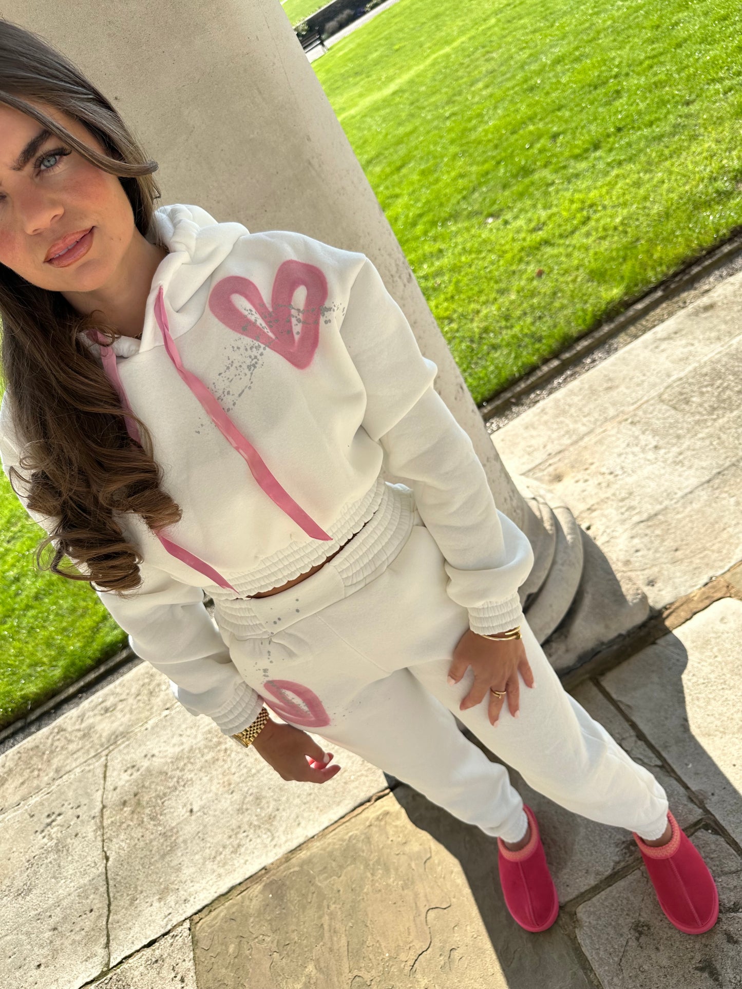 Baby pink cropped tracksuit 🩷