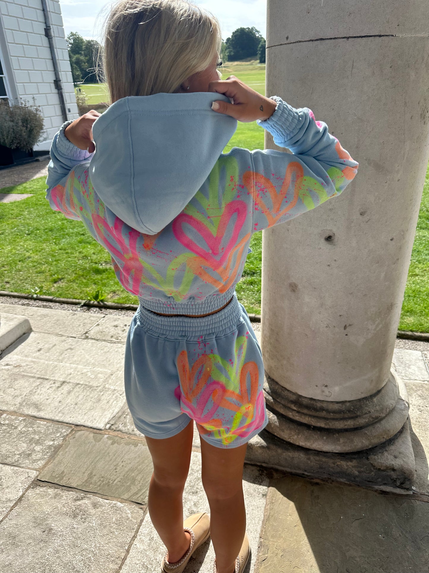 Blue cropped neon short setπππ