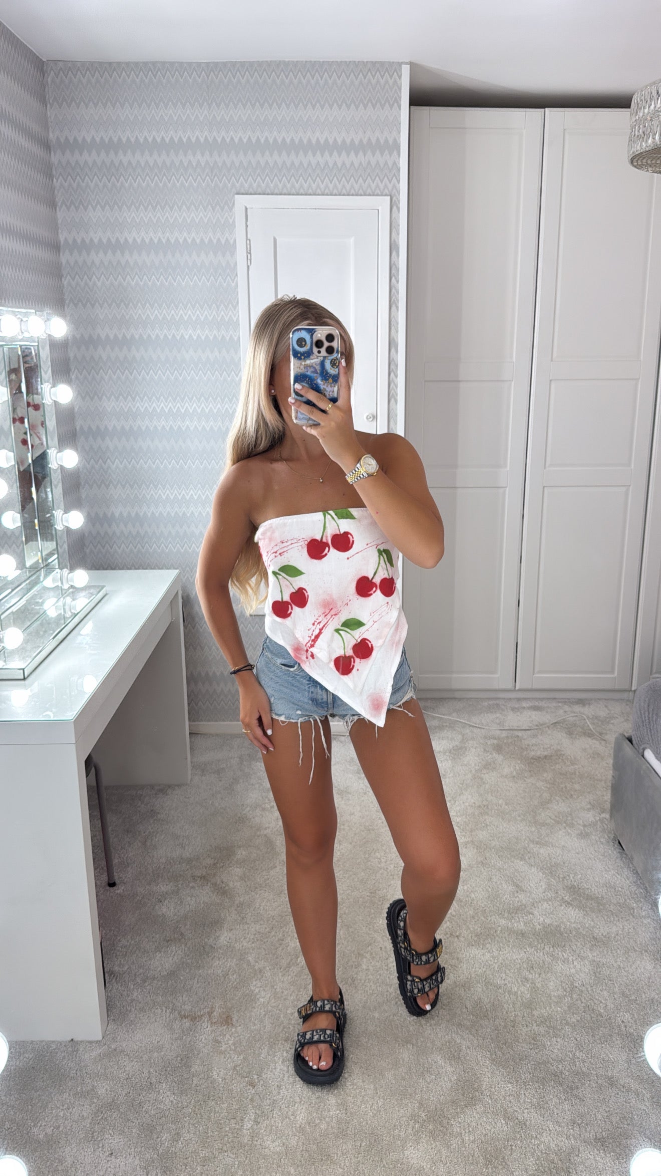 Cherry Tie up bandeau top🍒🫶🏽