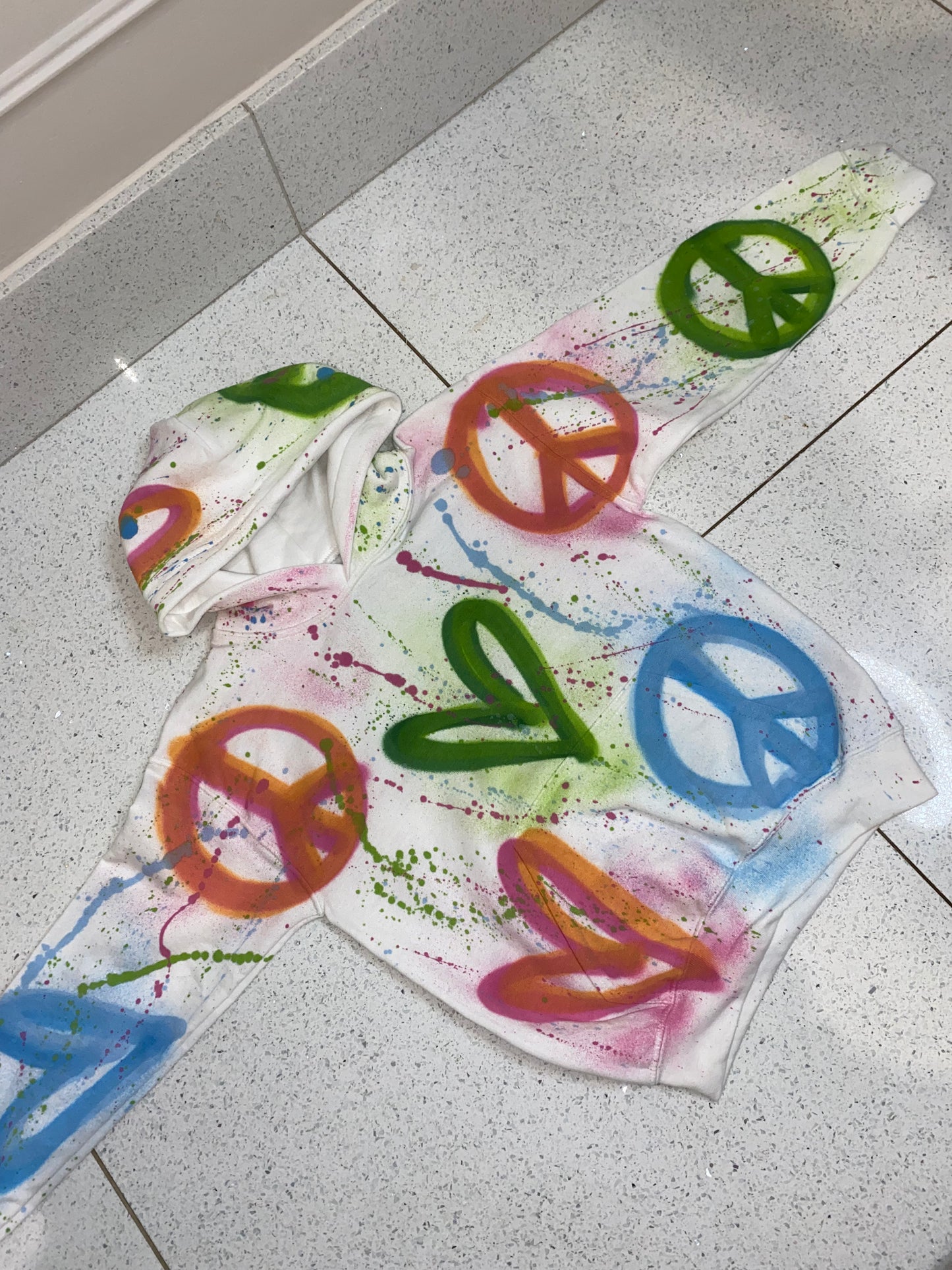 Colourful personalised Hoodie💚☮️💗