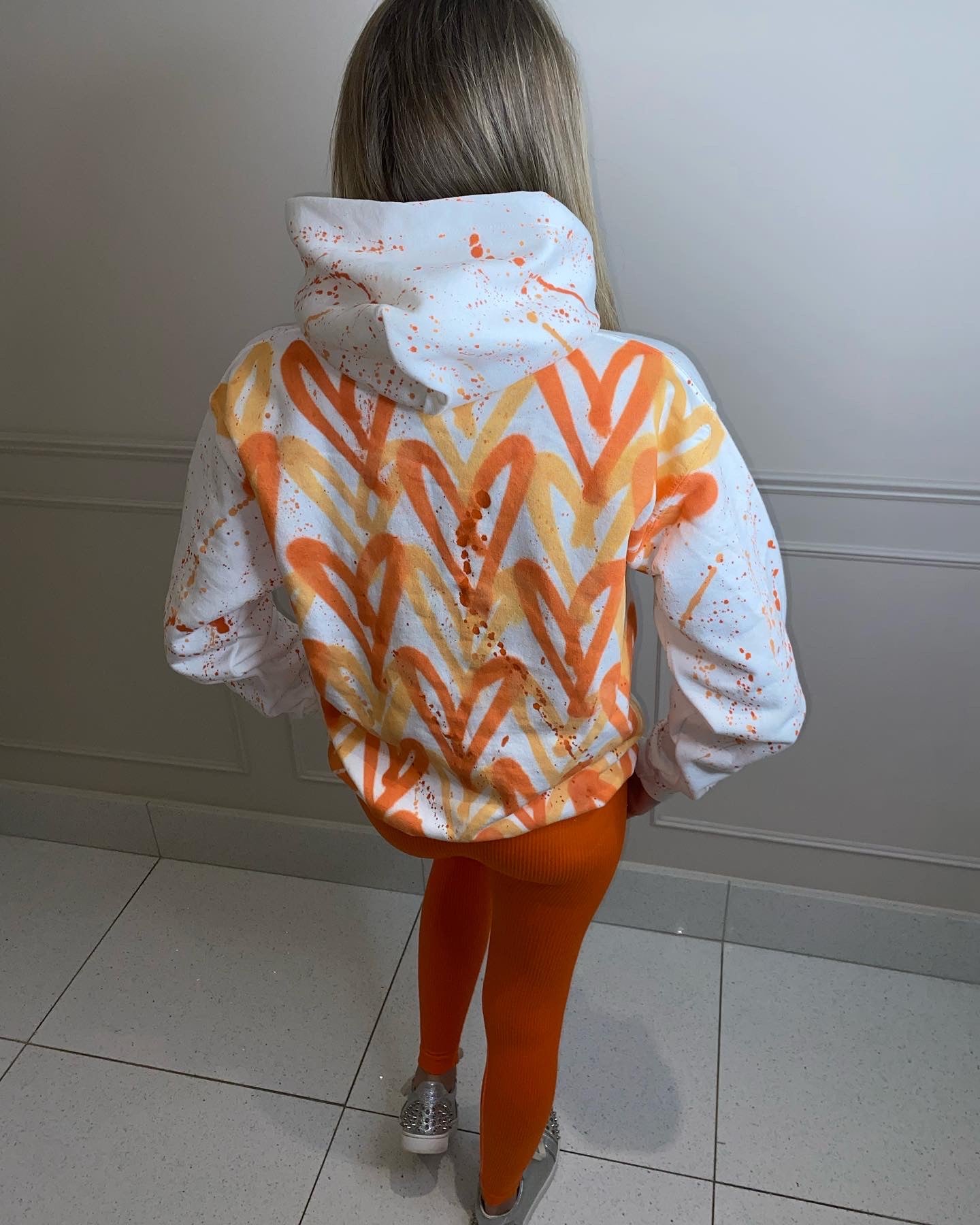 Orange heart legging setš§”