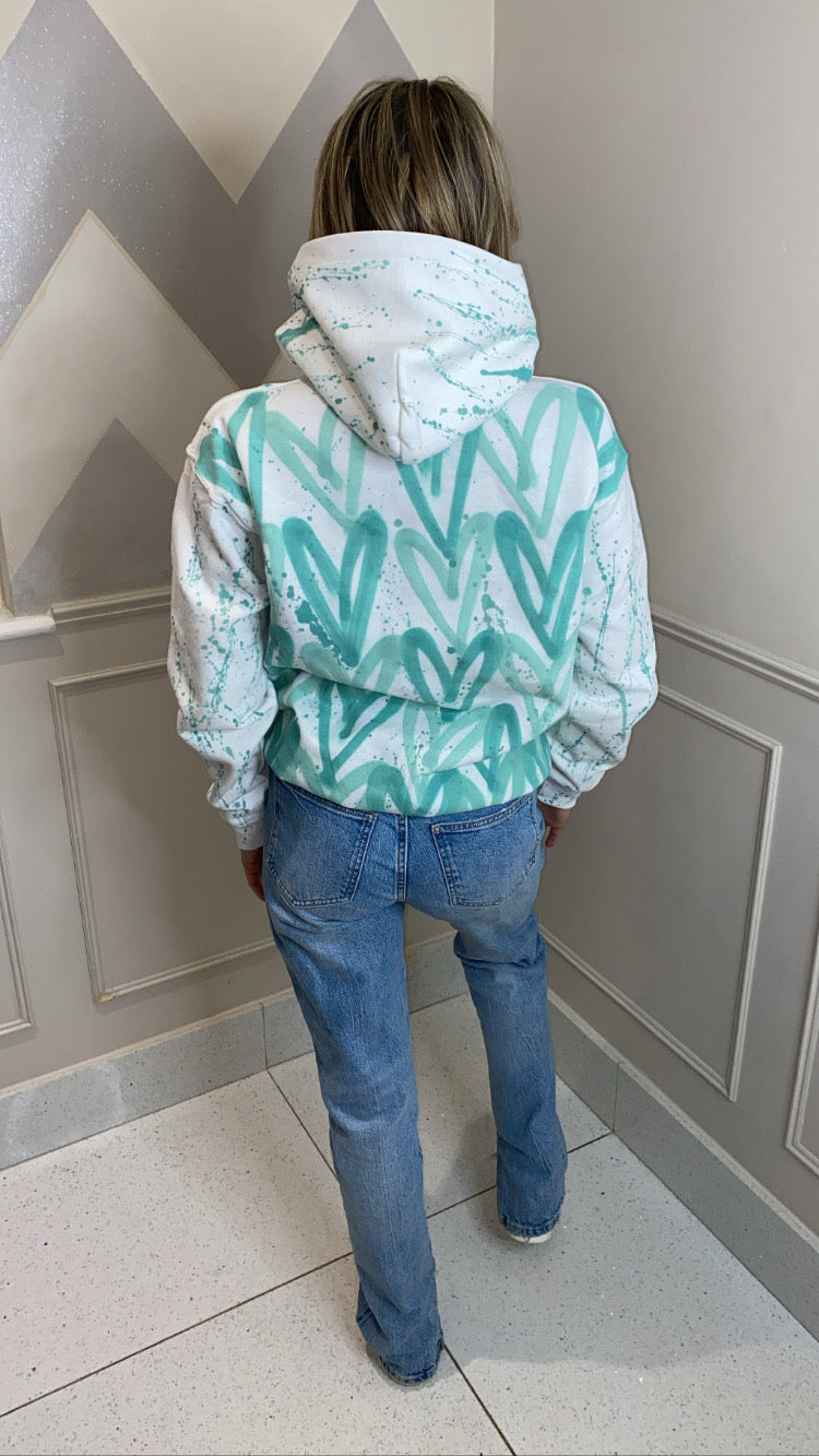 Mint heart hoodie🤍💚