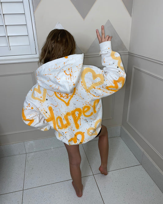 Kids orange personalised hoodie