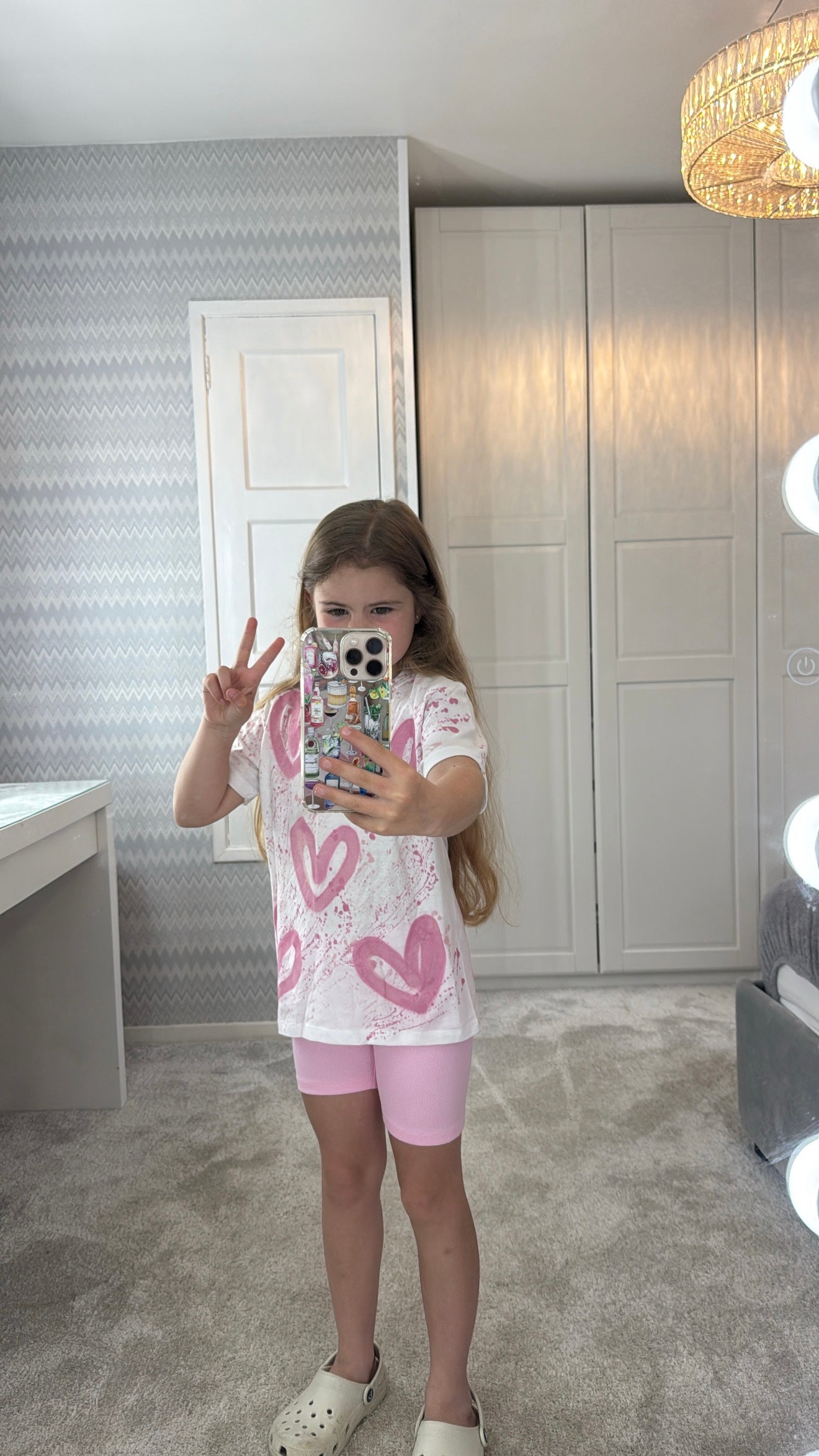 Kids pink heart cycling set🩷🪩