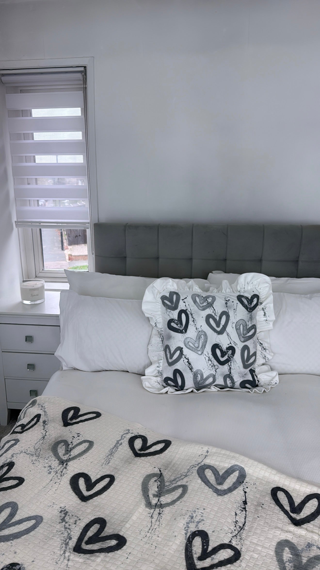 Grey heart pillow case🩶🪩