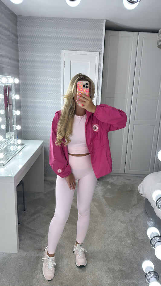 Embroidered pink evil eye windbreaker🧿💕