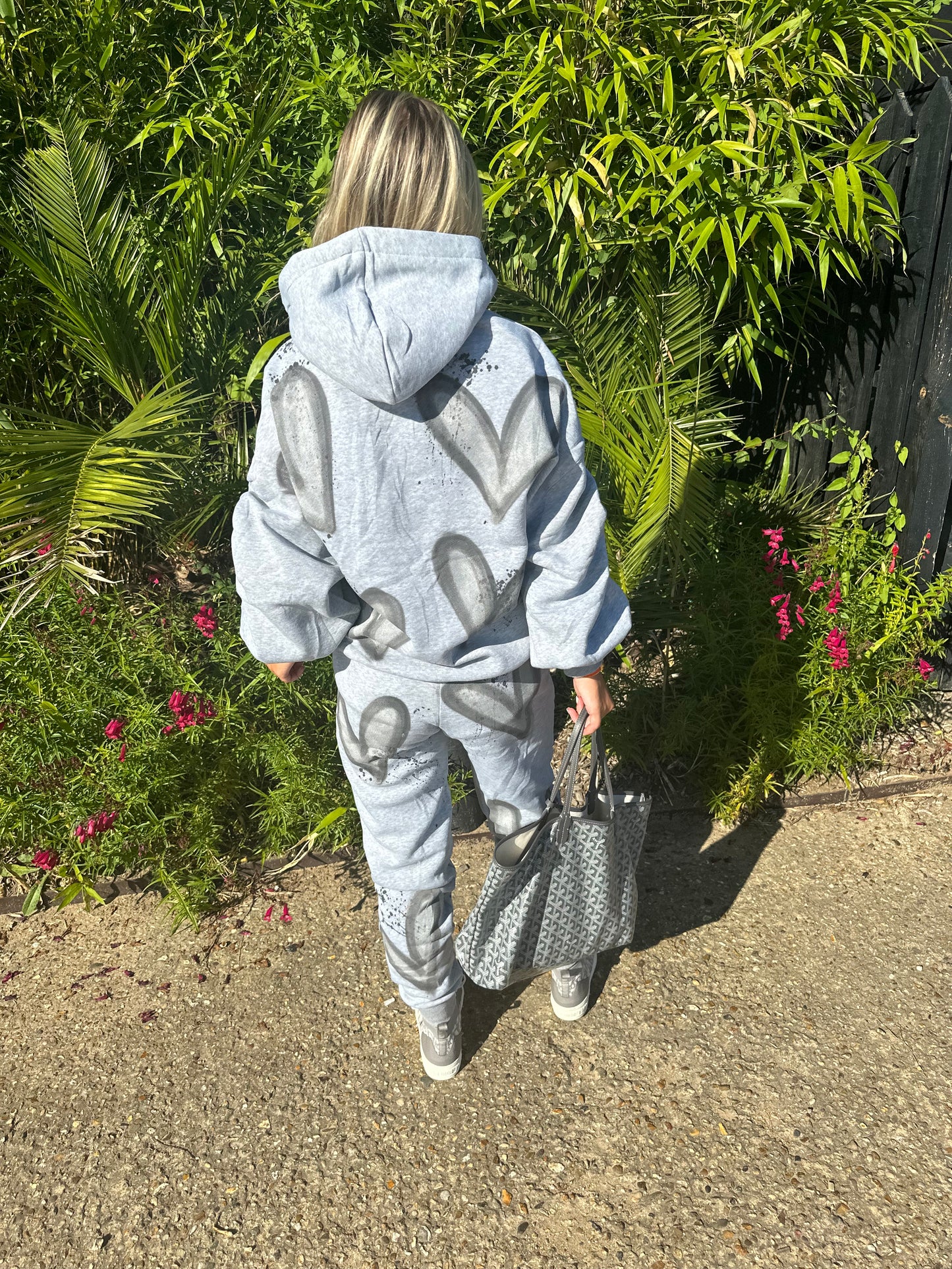 Grey ruffle sleeve tracksuit🩶