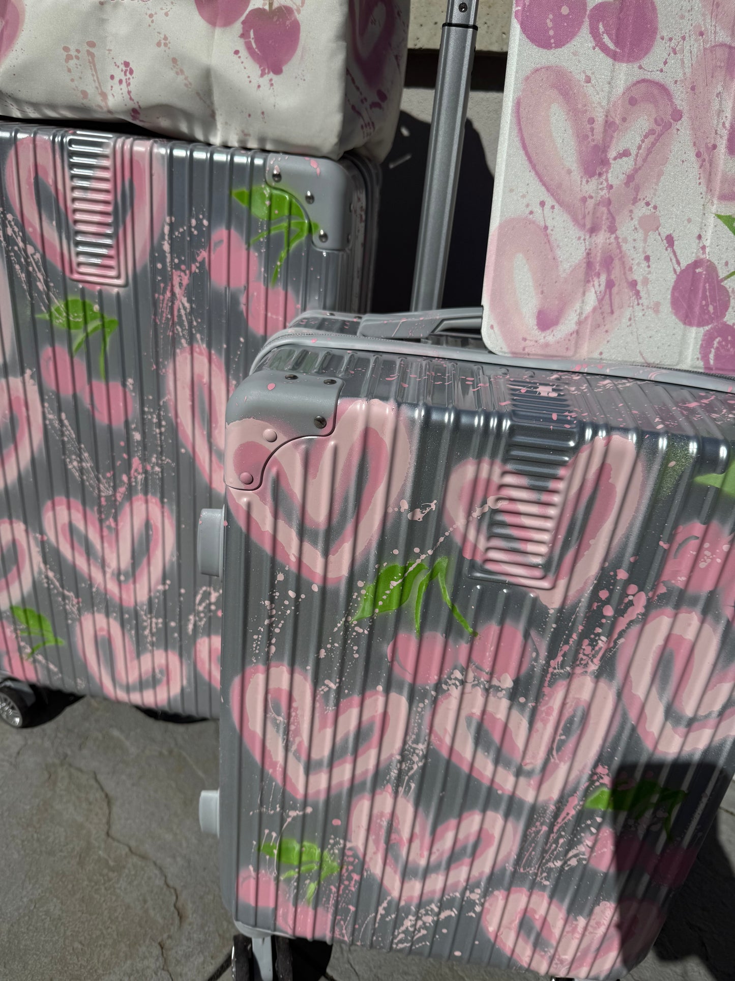 Silver cherry suitcase 🩷✨🌴🍒