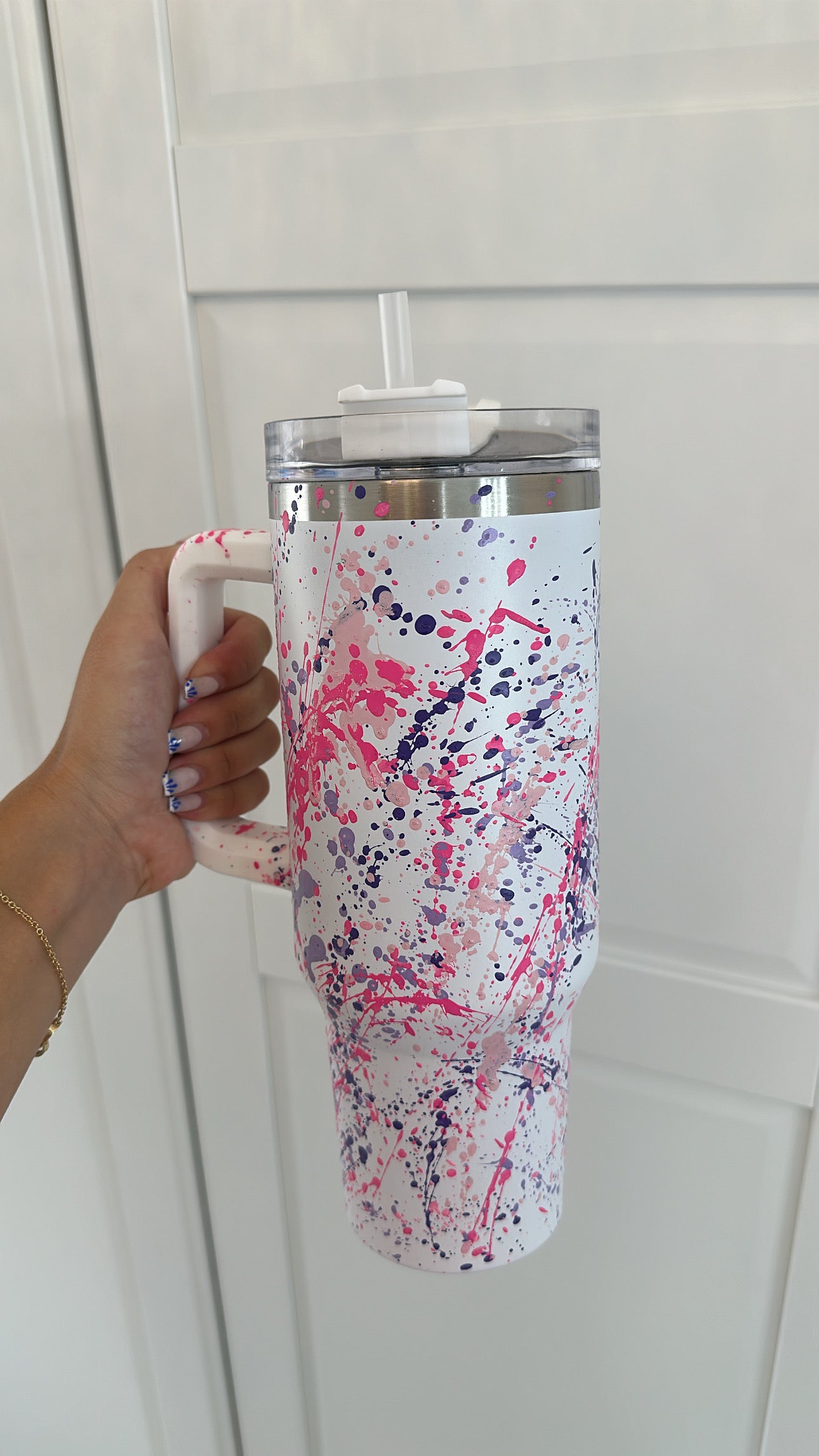 Pink&purple splattered cup💜🩷💜🩷💜