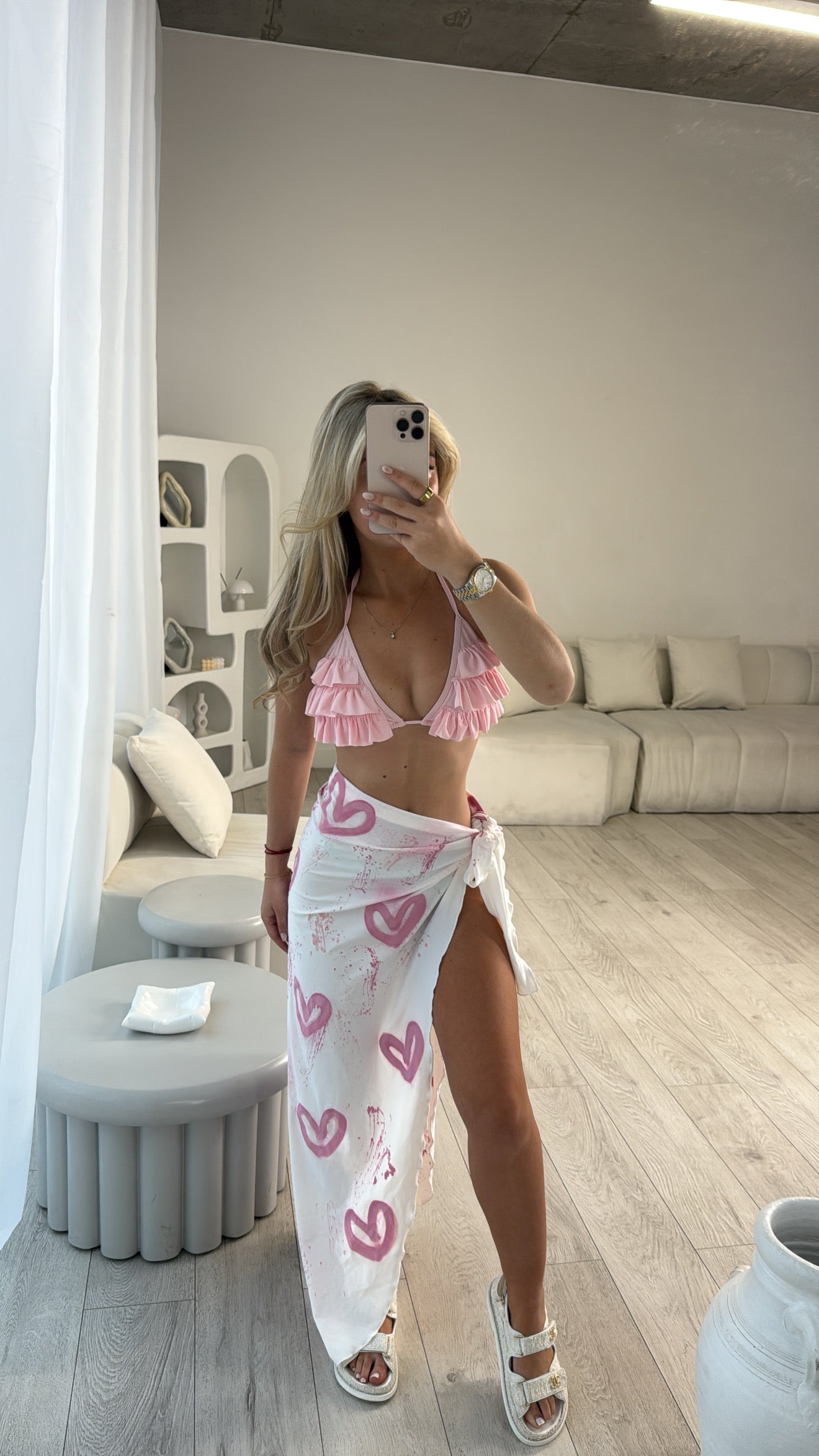 Pink heart tie up skirt 🌸
