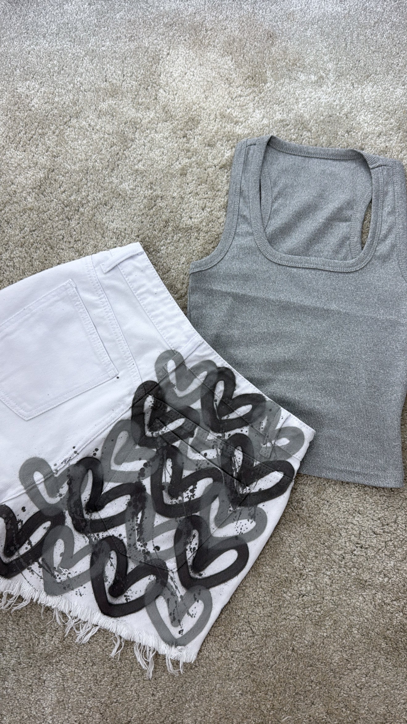 Grey vest&short set🪩🩶☁️