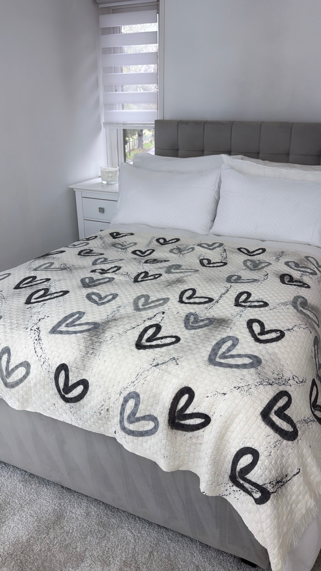 Grey heart blanket🩶🪩