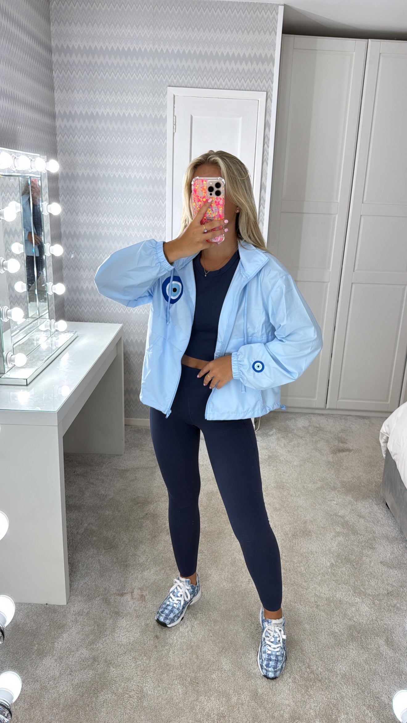Embroidered evil eye windbreaker 🧿💙