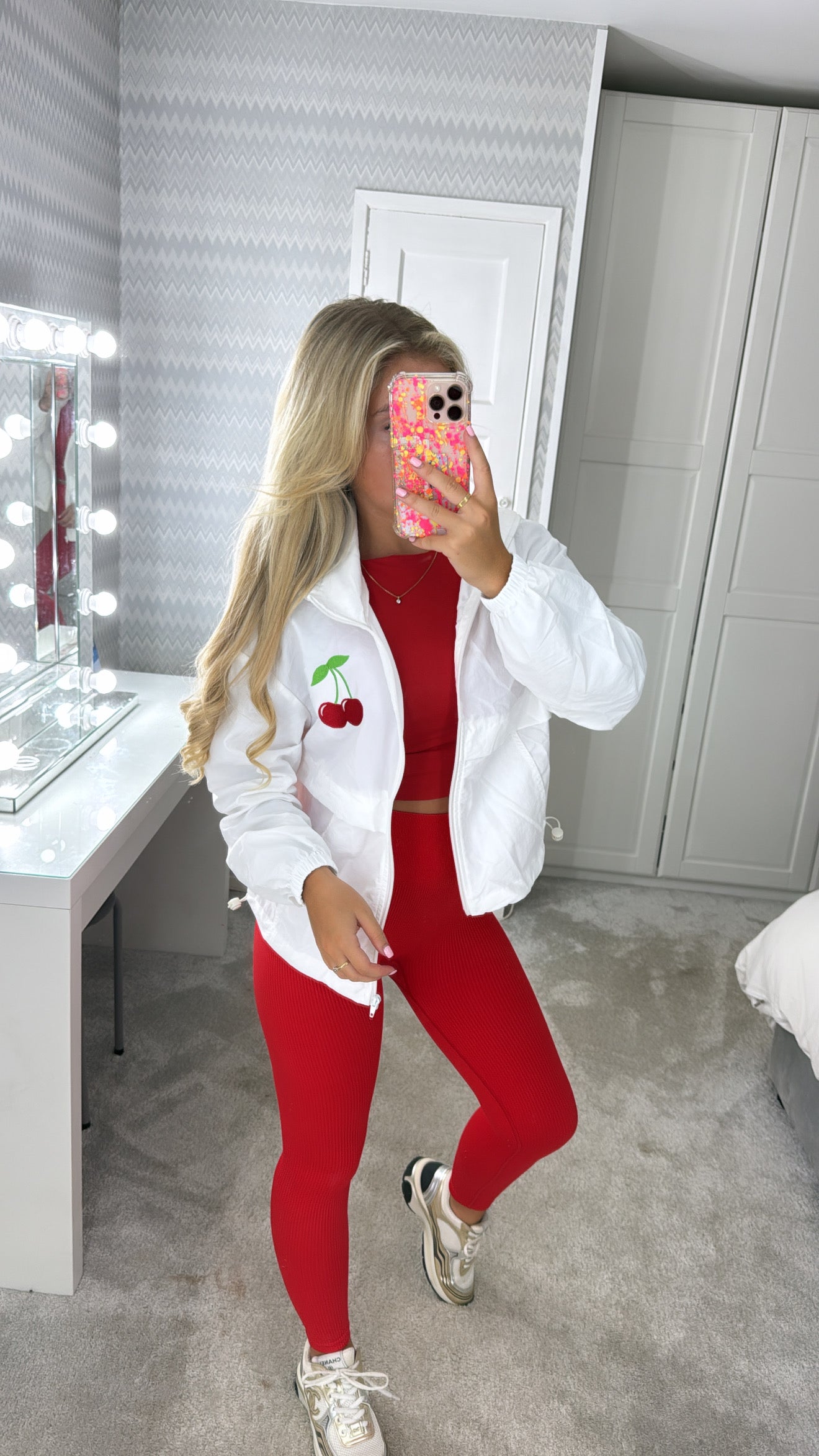 Embroidered cherry windbreaker🍒