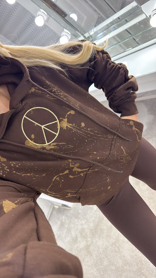 Brown ruffle hoodie🌟