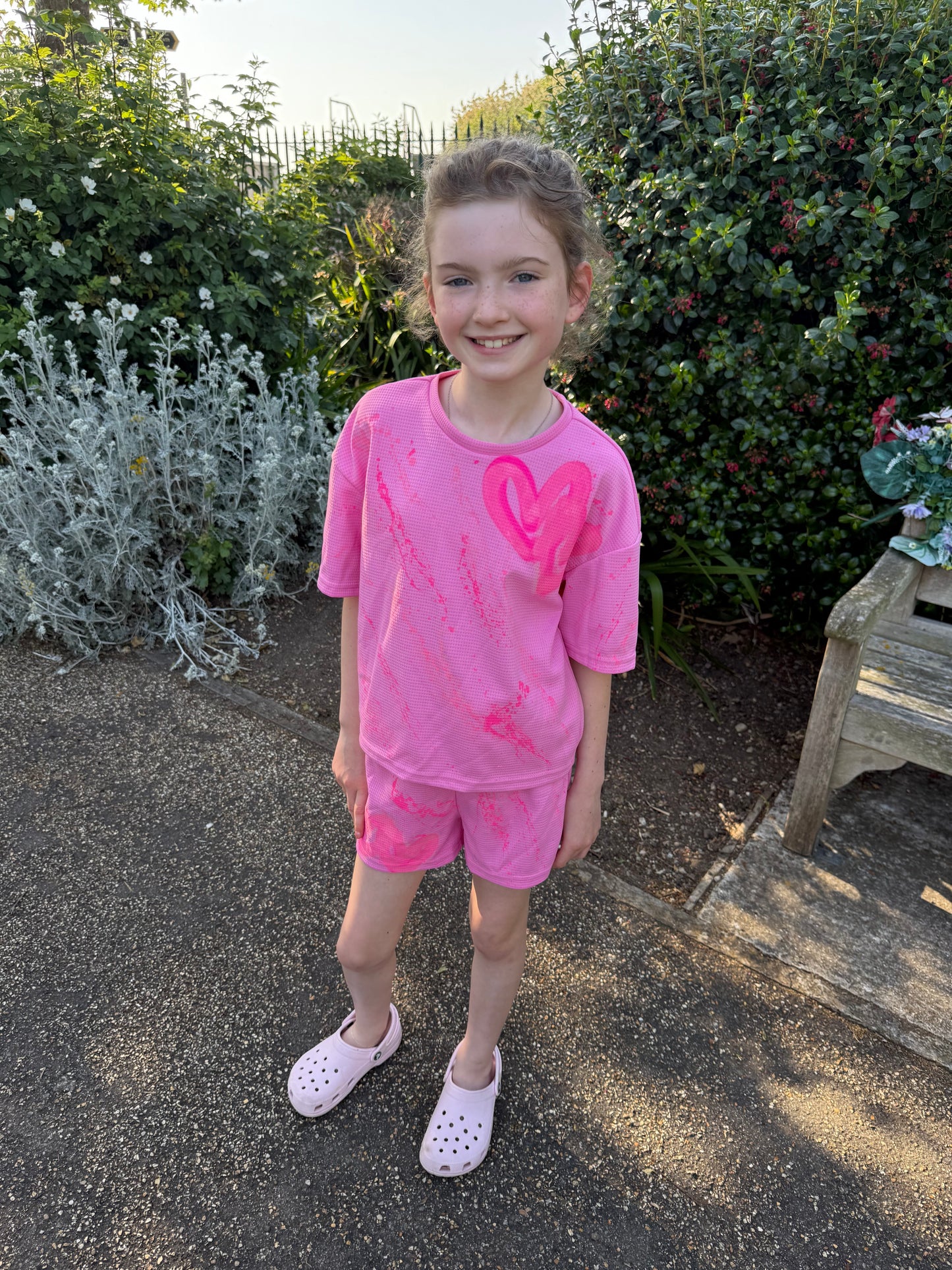 Kids hot pink short set💘✌🏼🦄