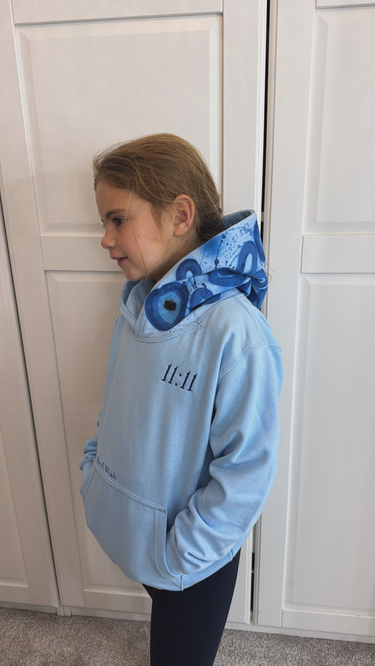 Kids ‘11:11 make a wish’ Hoodie💙🧿🩵