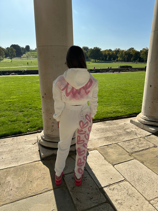 Baby pink cropped tracksuit 🩷