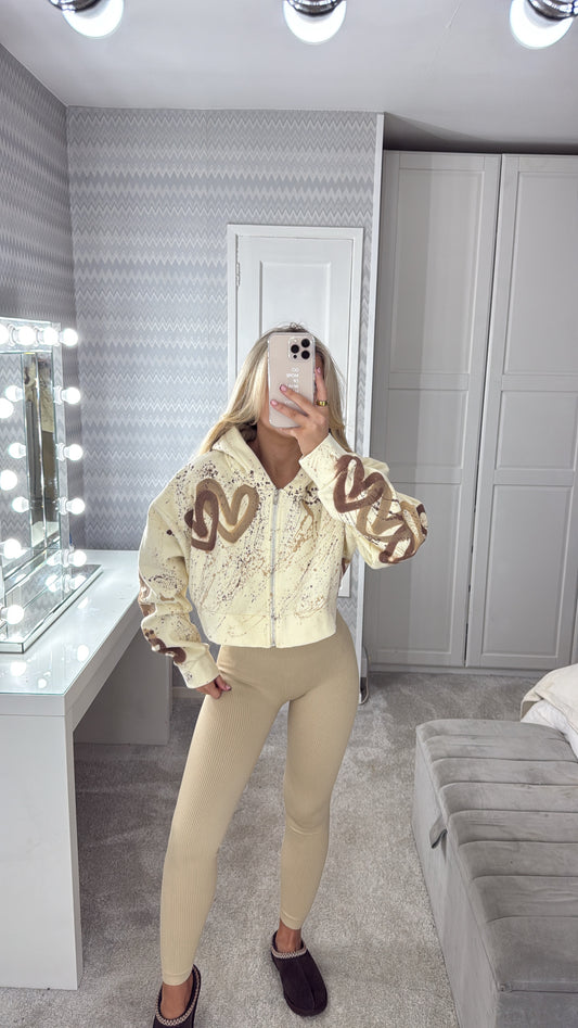 Beige cropped hoodie 🐻🤎