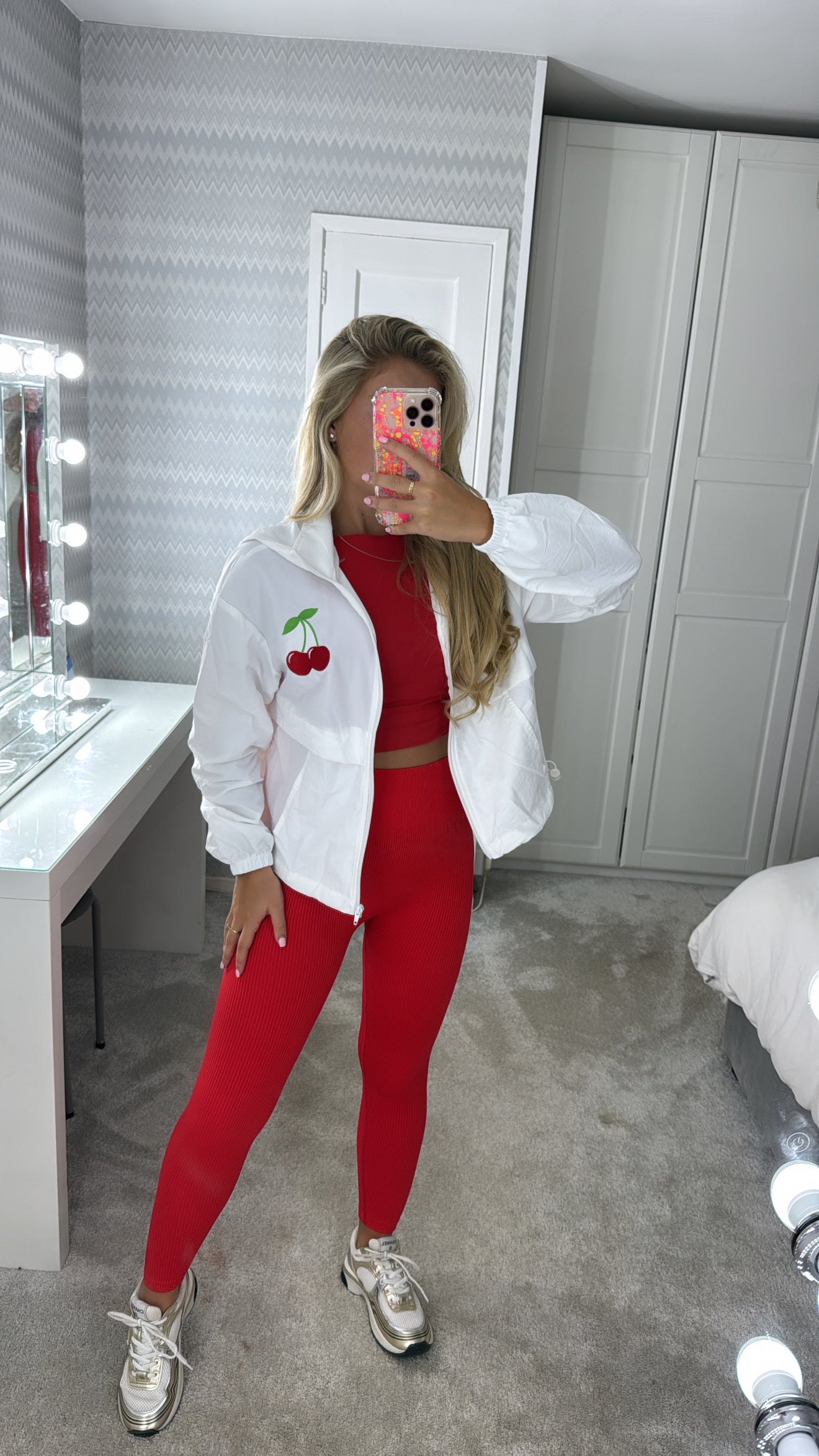 Embroidered cherry windbreaker🍒