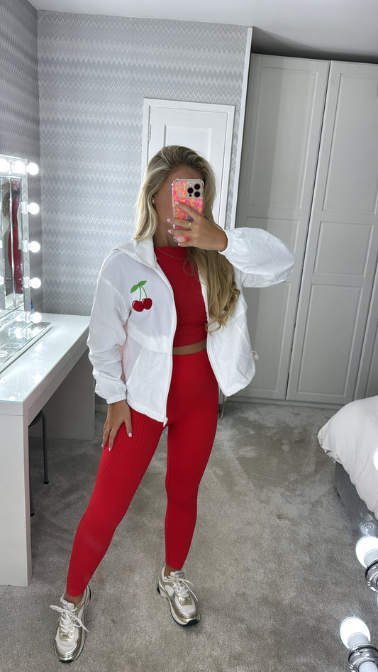 Embroidered cherry windbreaker🍒