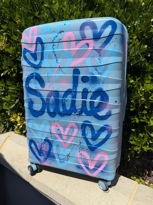Blue&pink heart suitcase 💙🩵🩷