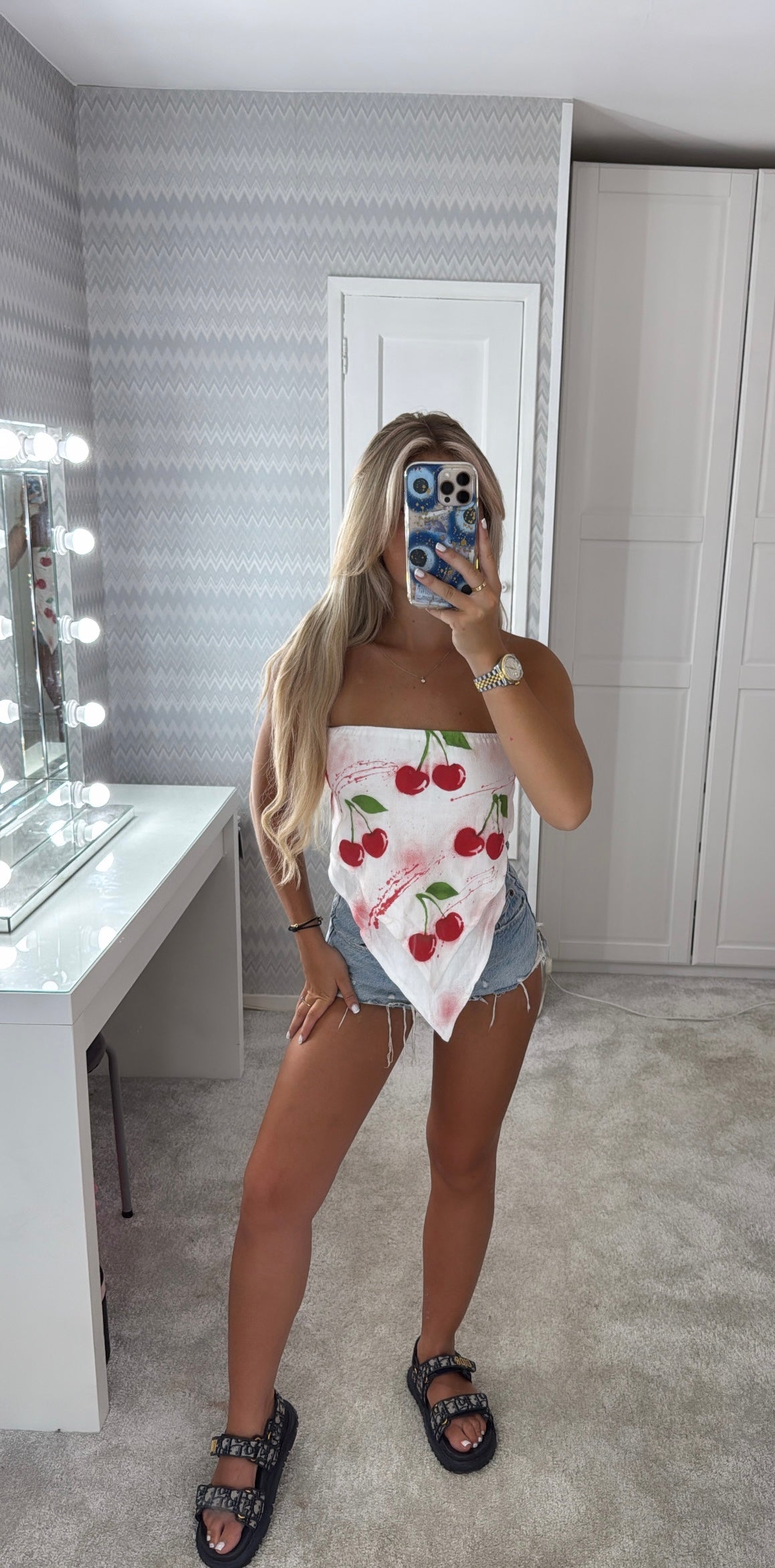 Cherry Tie up bandeau top🍒🫶🏽
