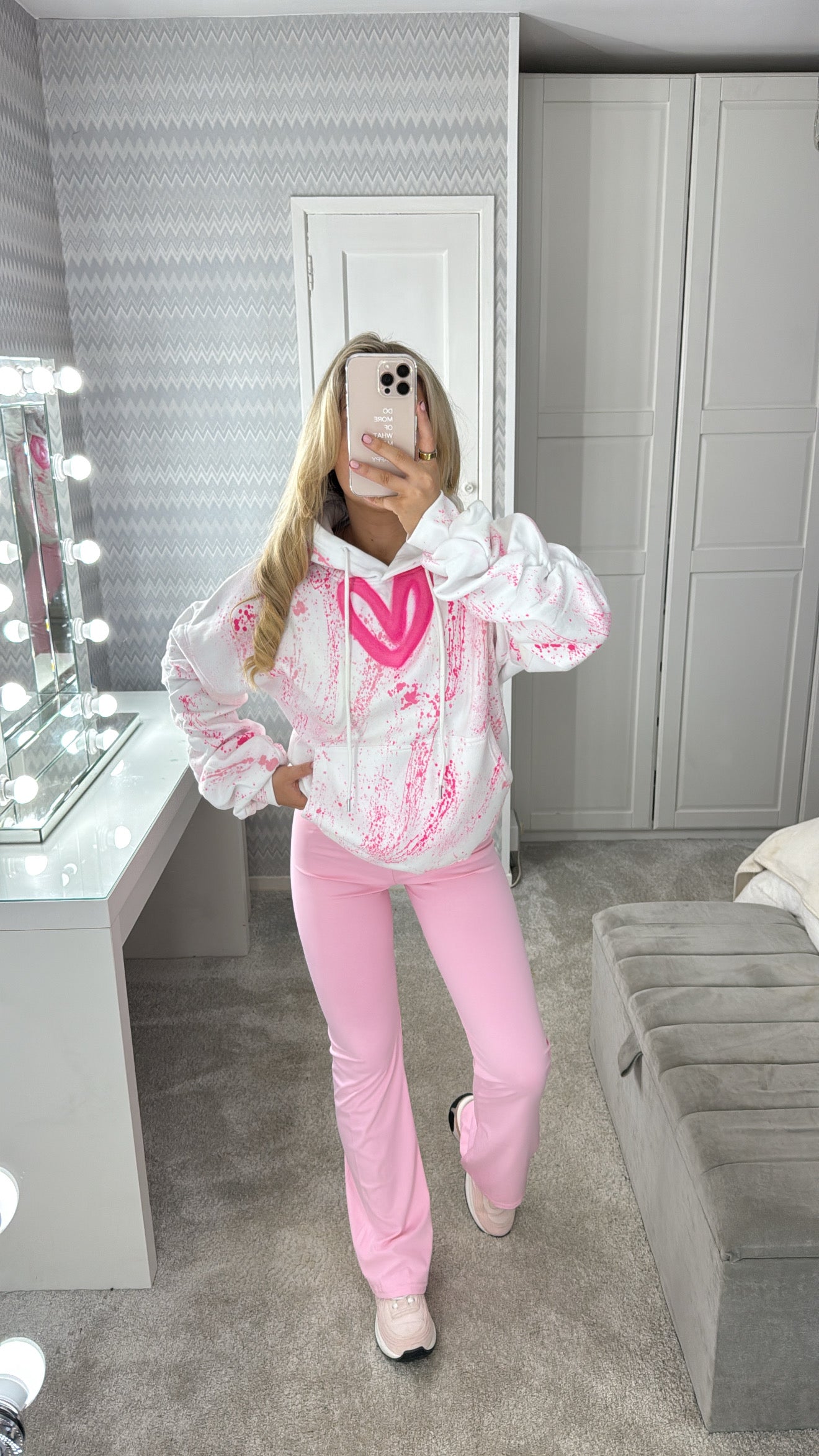 Pink heart ruffle hoodie set💕