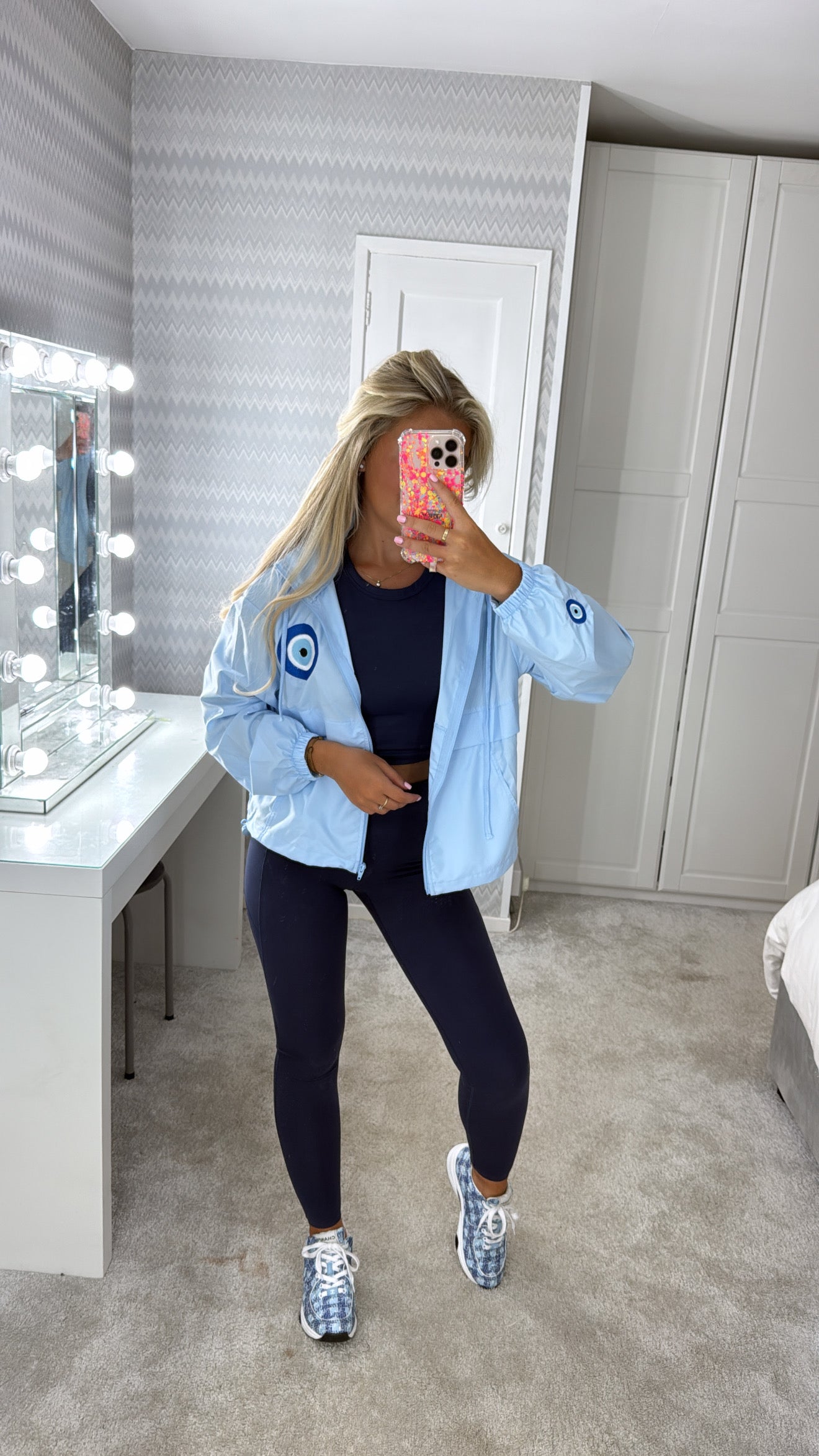 Embroidered evil eye windbreaker 🧿💙