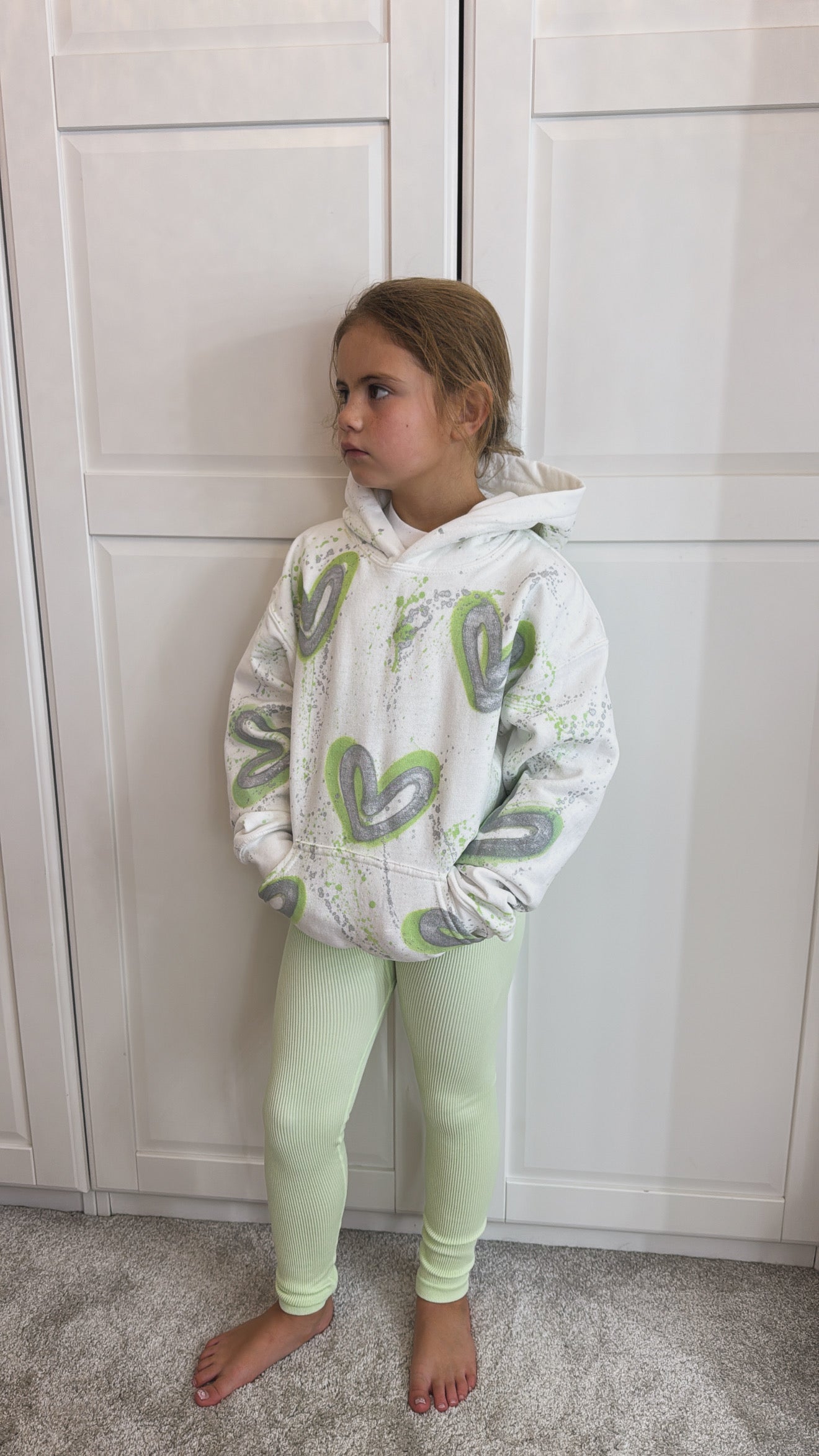 Kids lime heart hoodie💫