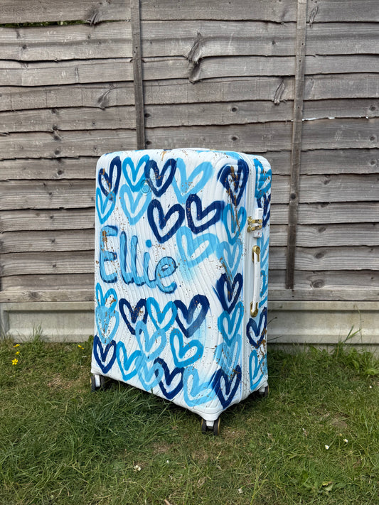 Blue heart suitcase
