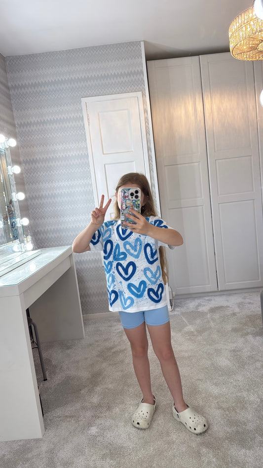 Kids blue heart cycling set💙🩵