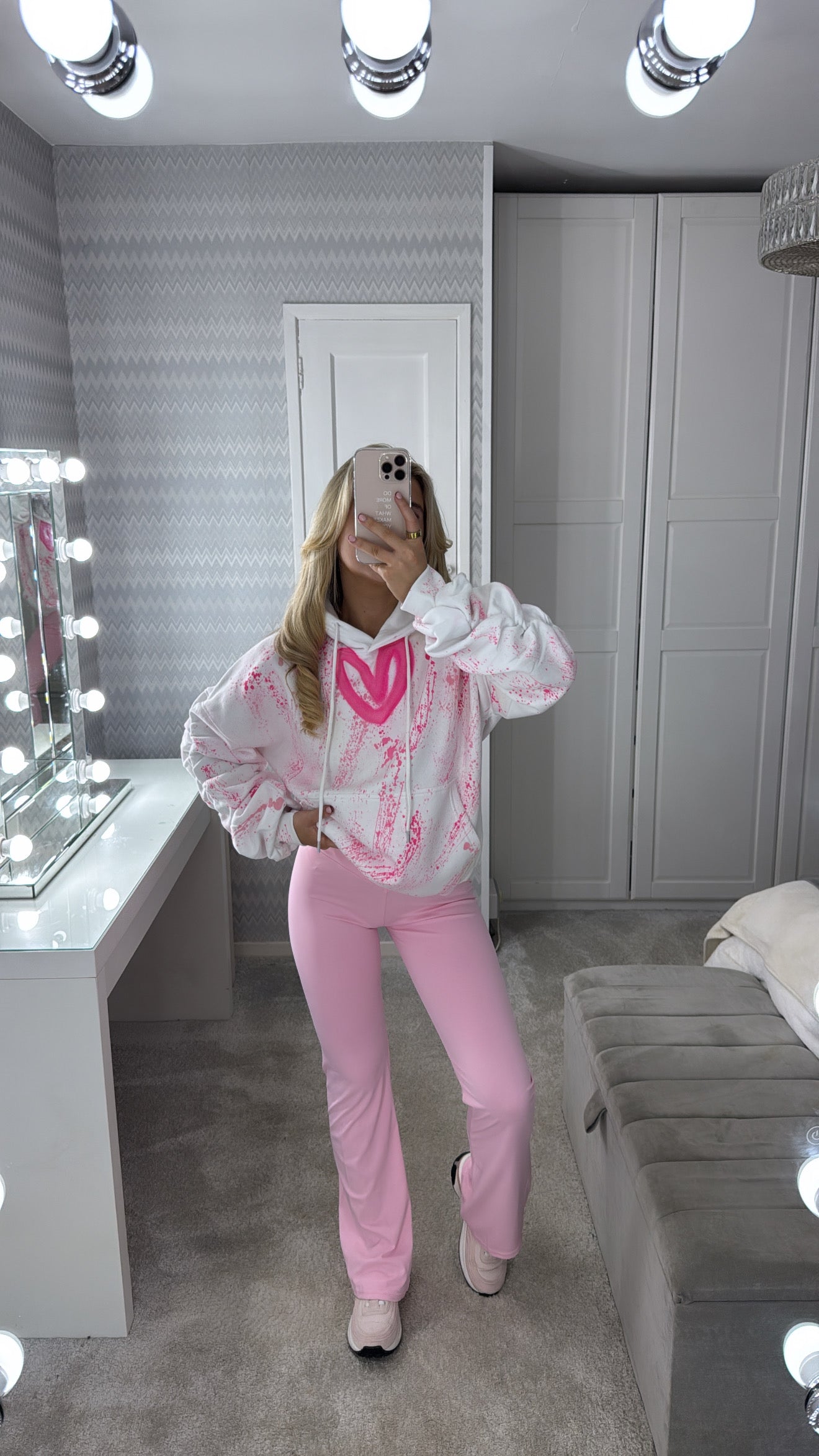 Pink heart ruffle hoodie set💕