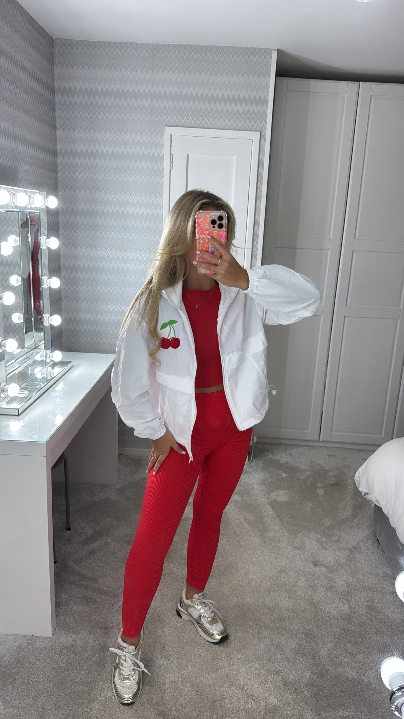 Embroidered cherry windbreaker🍒