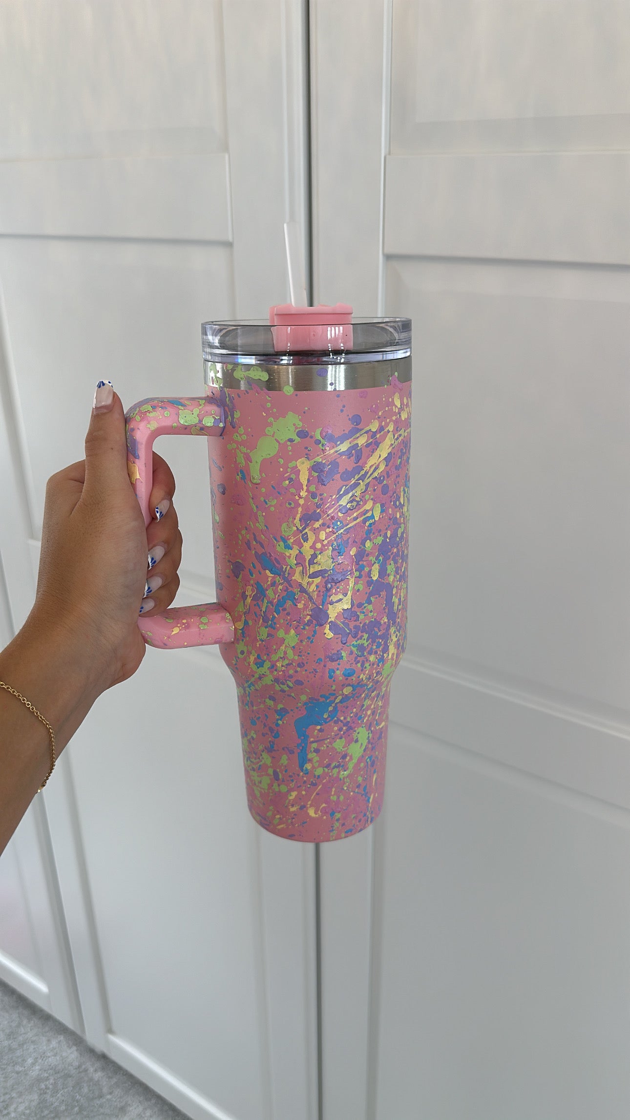 Pastel splattered cup🩷🩵💜💚