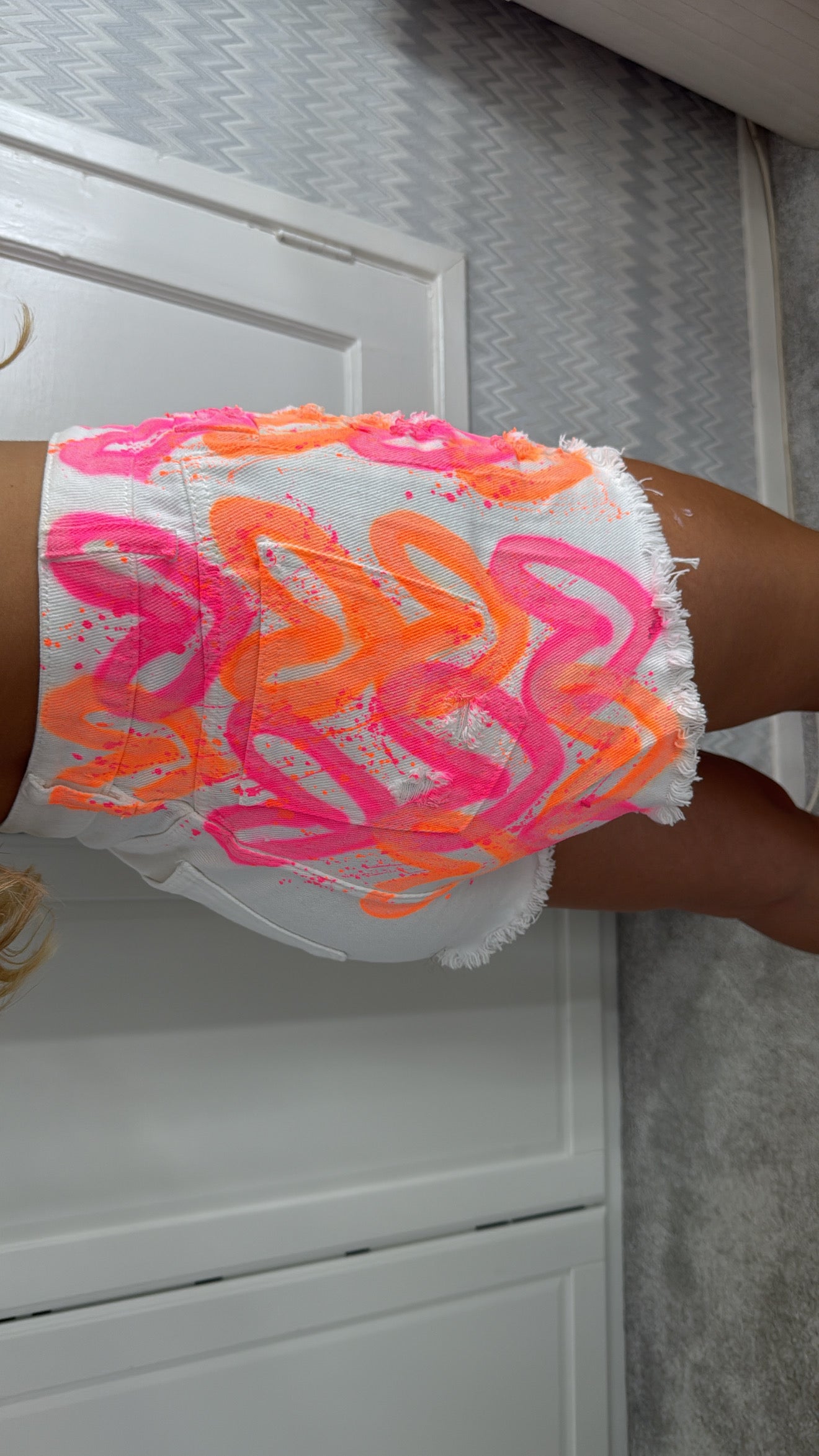 Neon denim shorts🪩💫