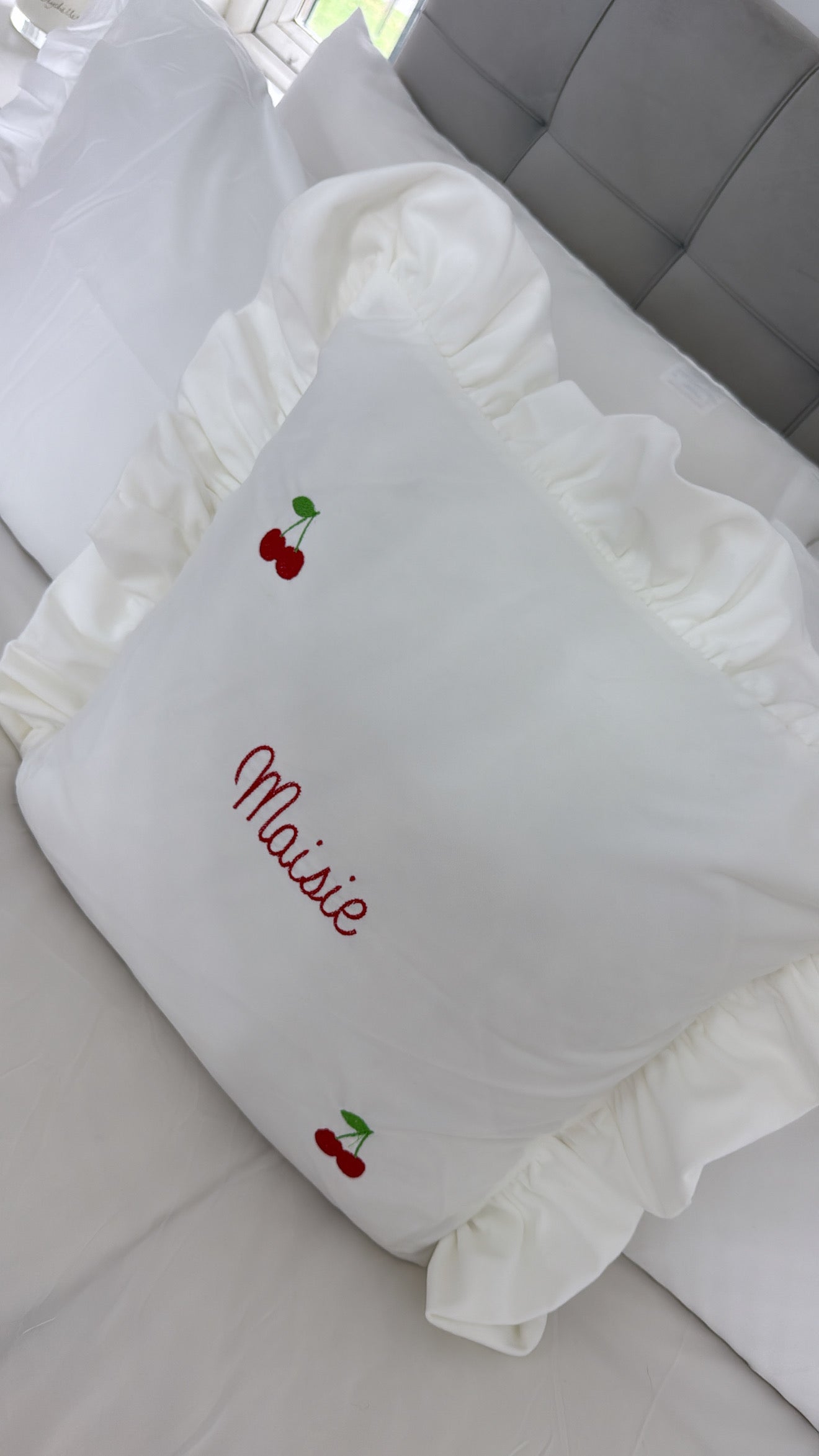 Cherry embroidered pillow case❣️