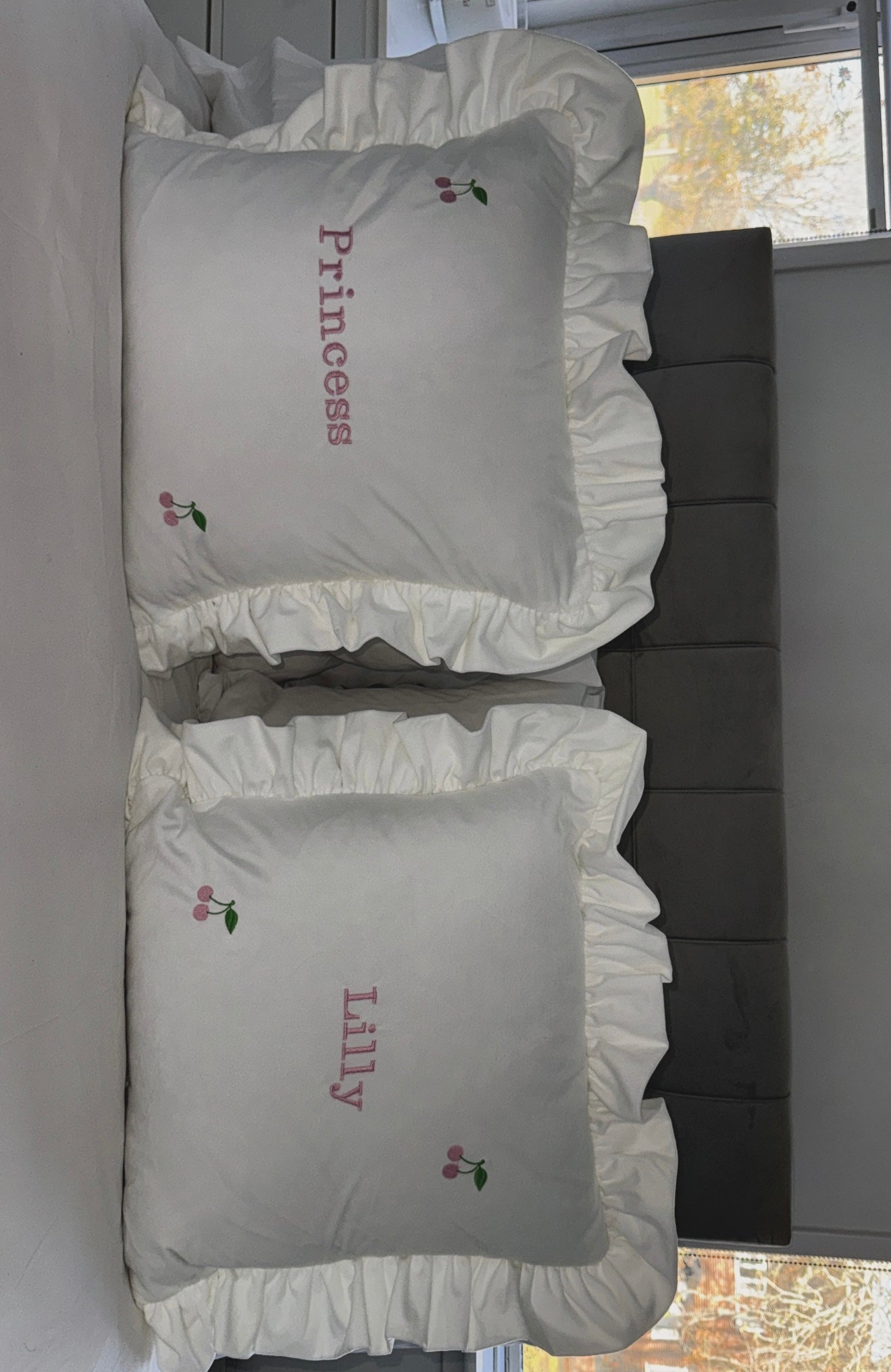 Cherry embroidered pillow case💕🍒