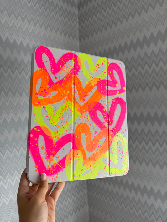 Neon heart iPad case✨