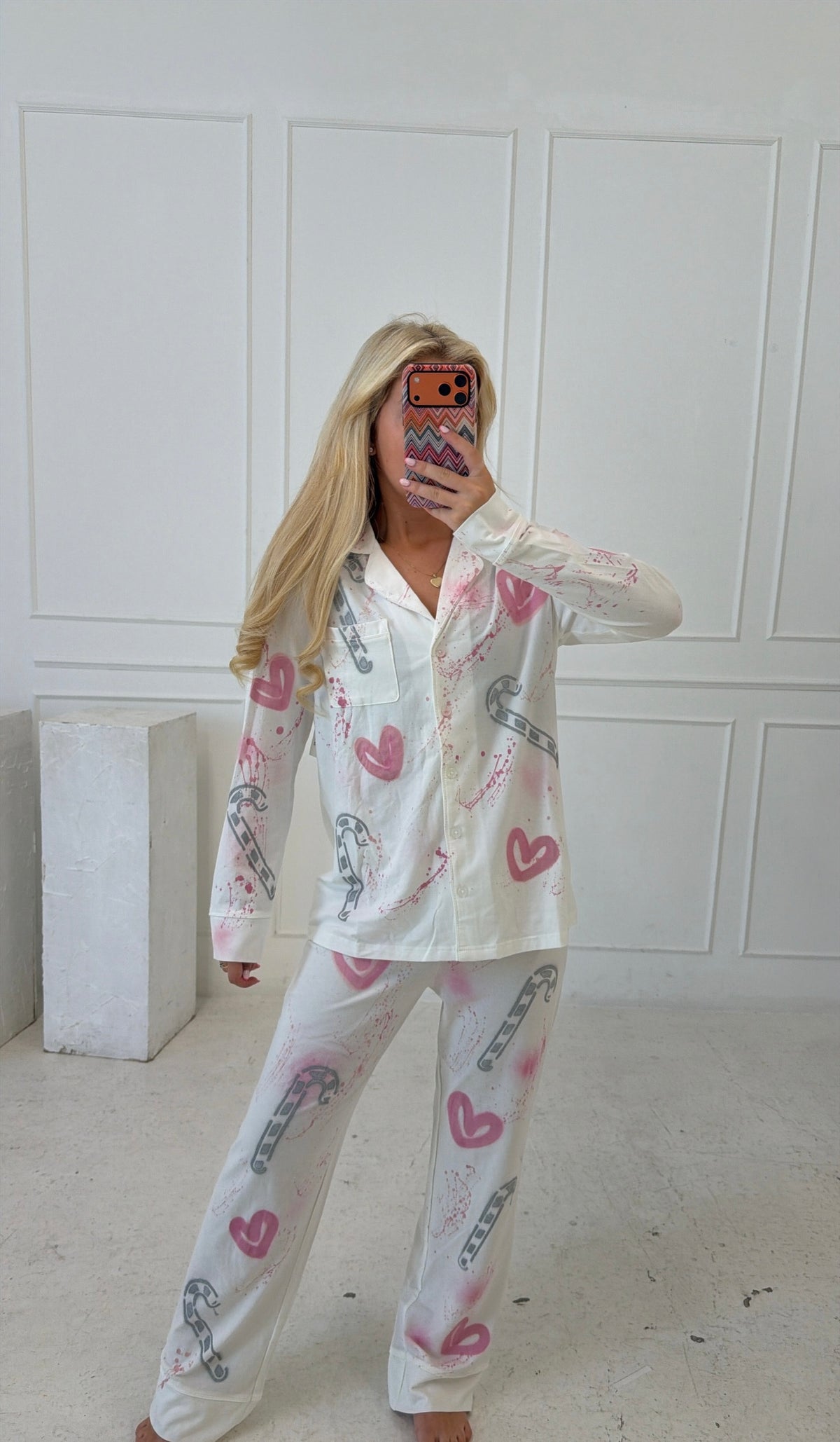 Pink&silver candy cane pyjamas 🫶🏽🍭