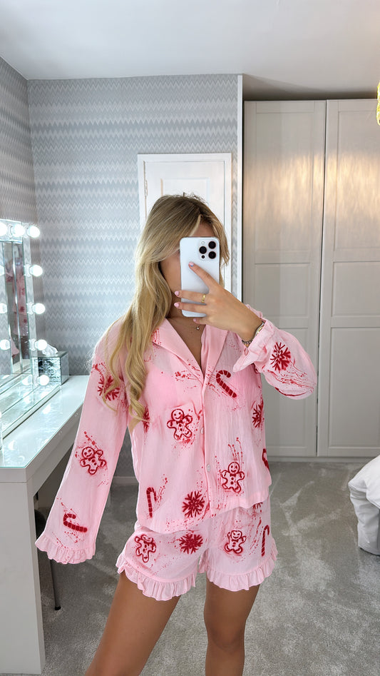 Pink Christmas pyjamas