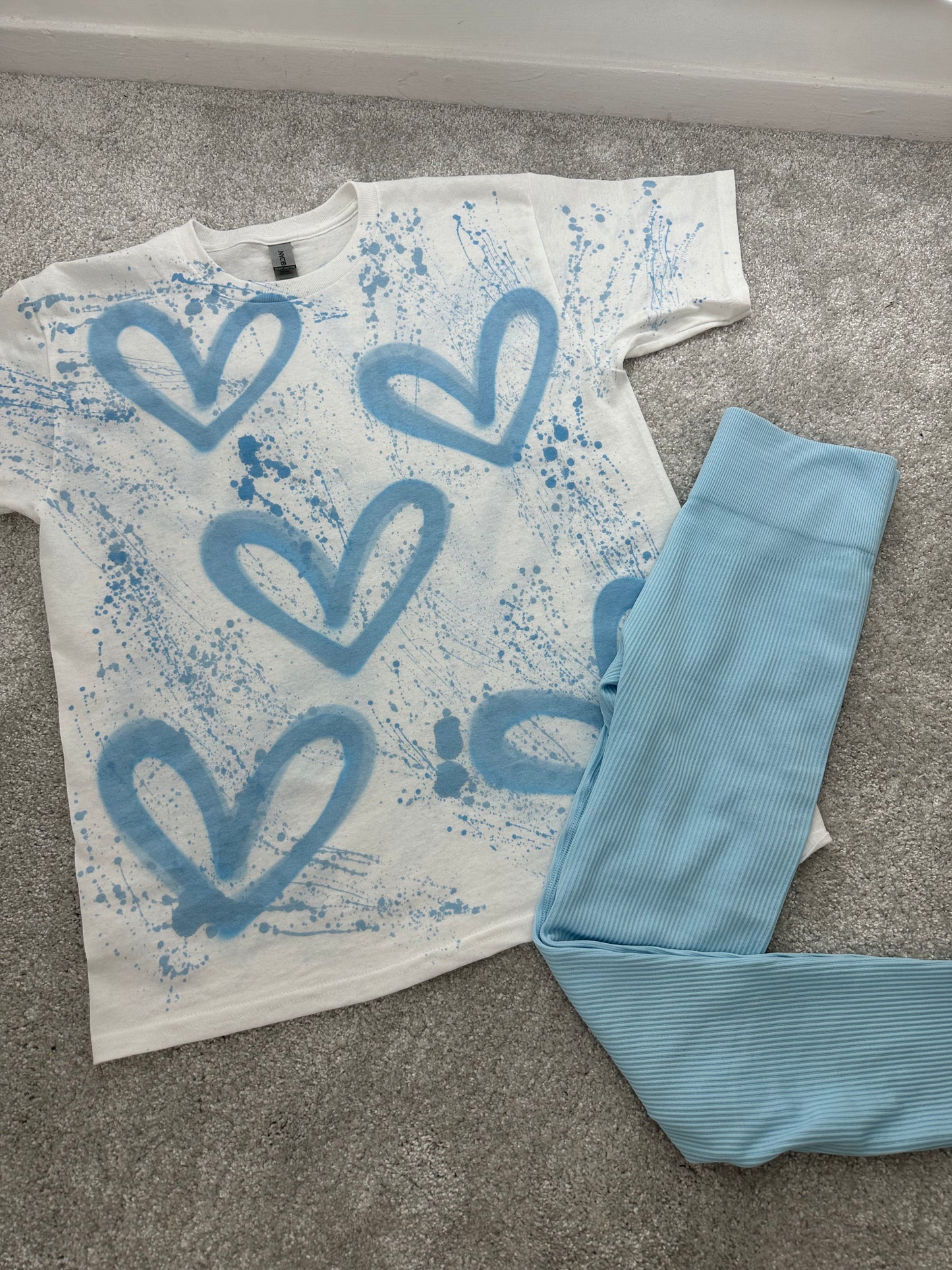 Baby blue heart T-shirt🩵