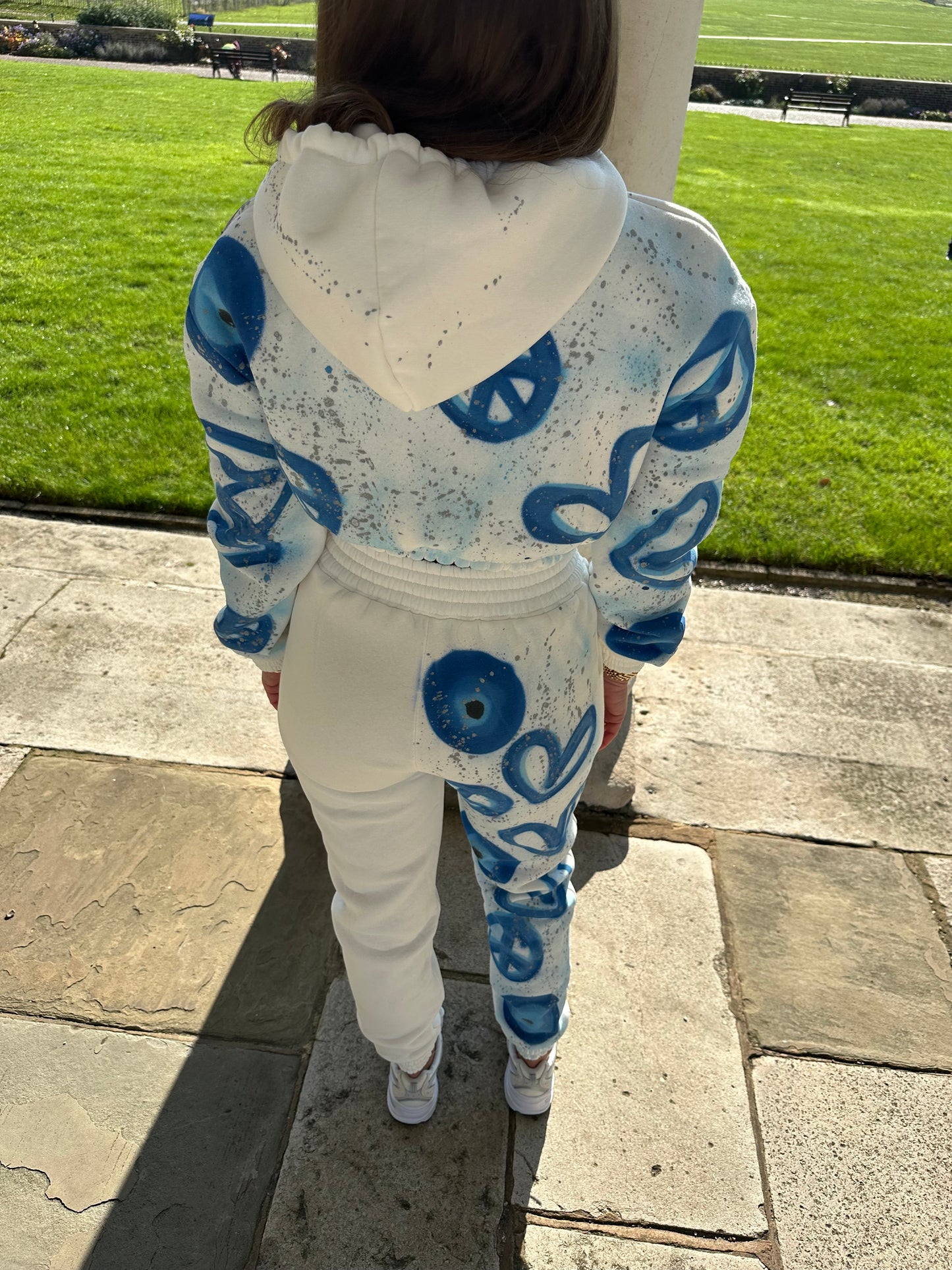 Blue evil eye cropped tracksuit🧿